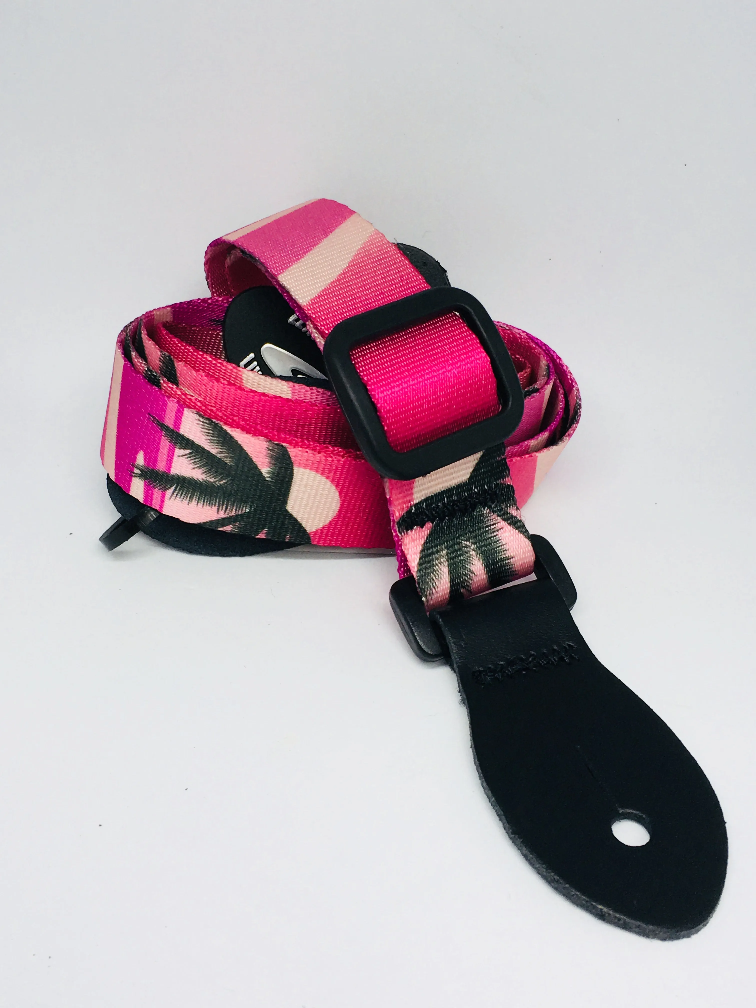 LG 1" Sunset / Hawaiian pink webbed ukulele strap