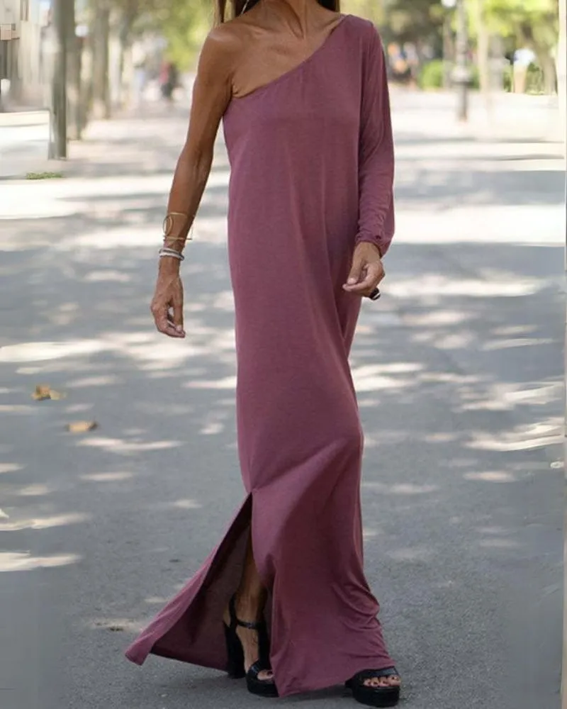 LUNA | SIDE-TO-SIDE ONE-SHOULDER STATEMENT MAXI DRESS