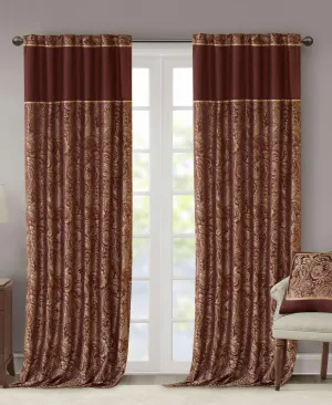 Madison Park Aubrey Set of 2 Panels Curtain Faux Silk Paisley Burgundy 84"x50"