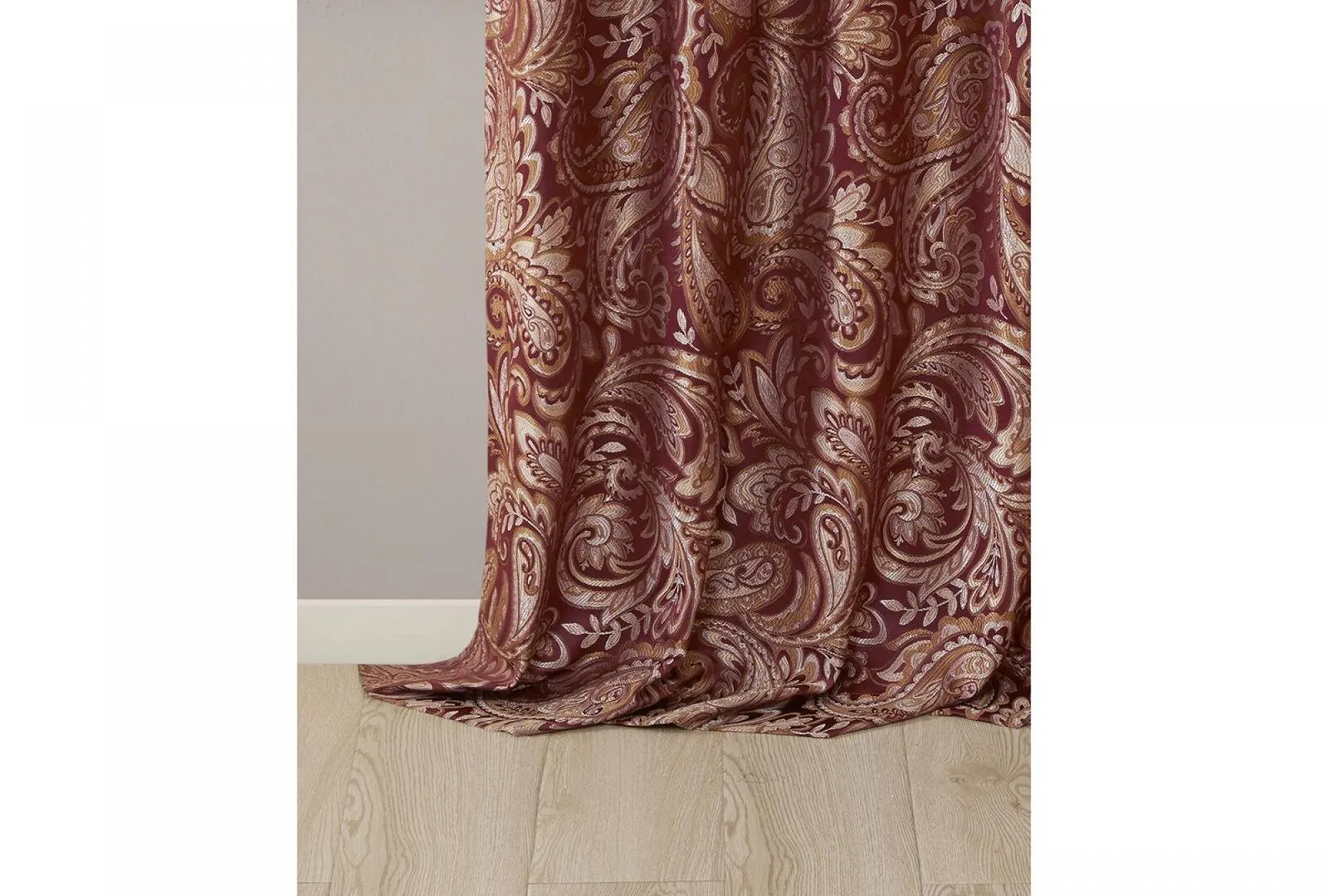 Madison Park Aubrey Set of 2 Panels Curtain Faux Silk Paisley Burgundy 84"x50"