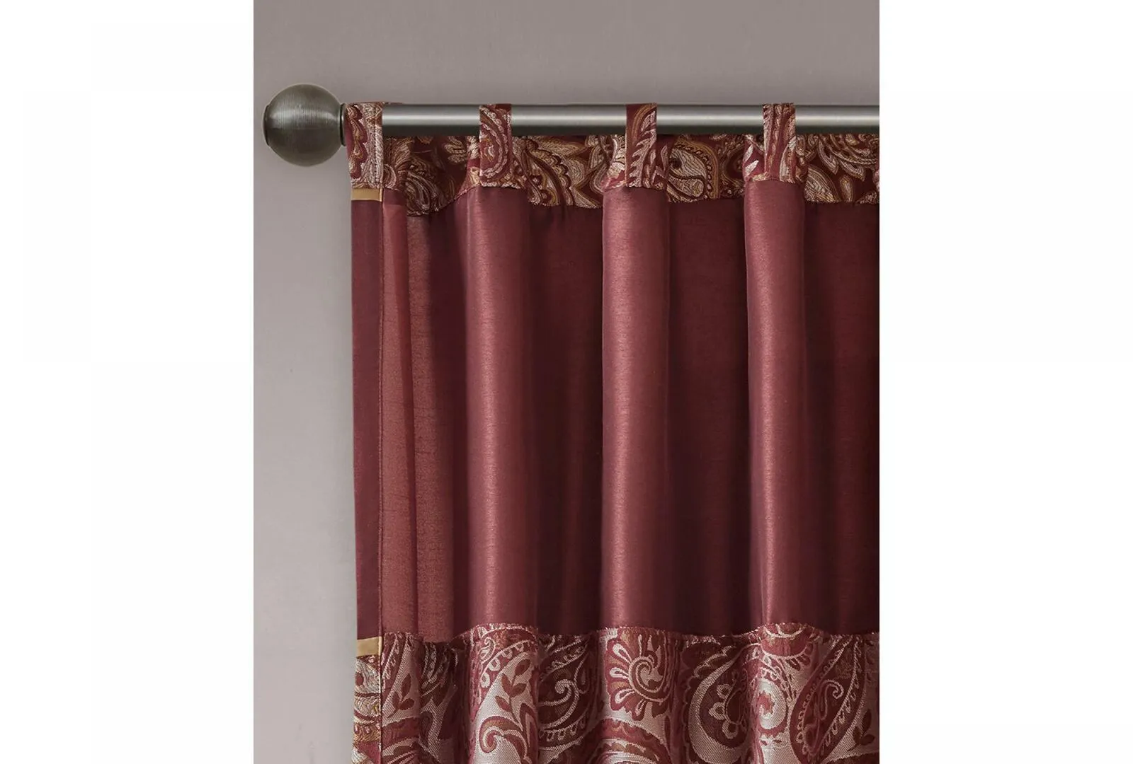 Madison Park Aubrey Set of 2 Panels Curtain Faux Silk Paisley Burgundy 84"x50"