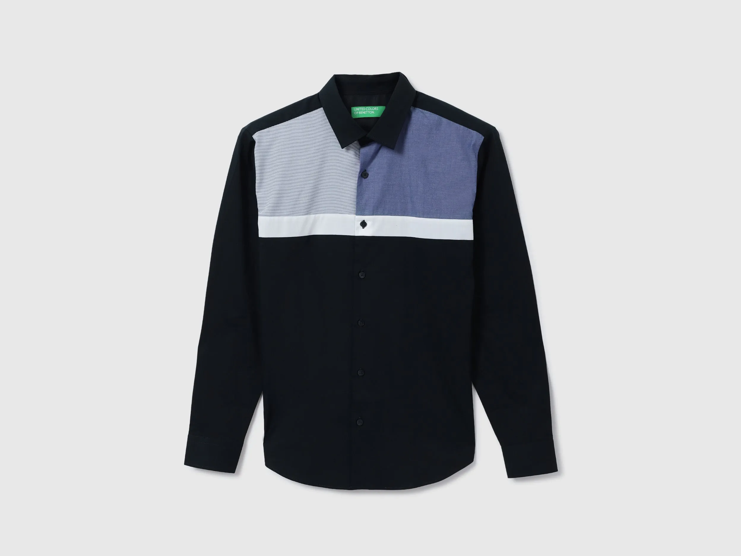 Men Colorblock Spread Collar Shirt