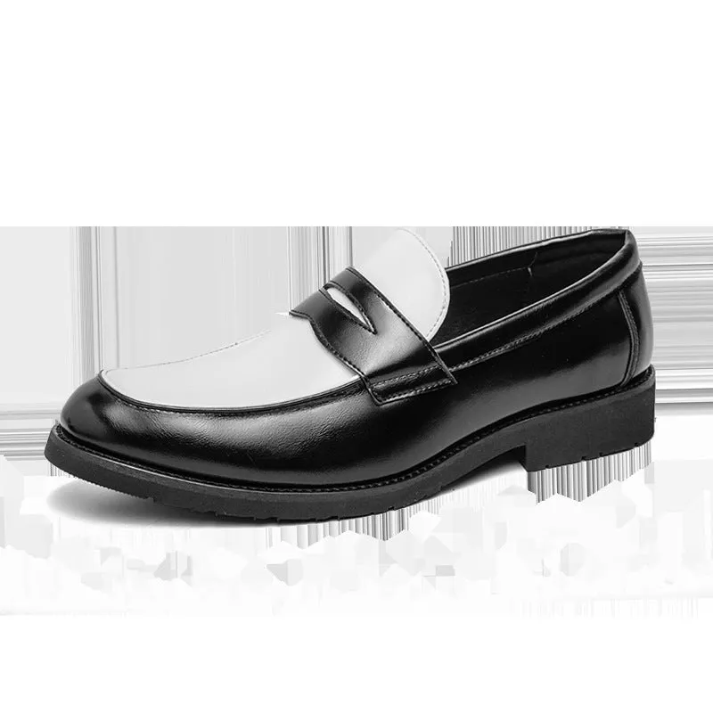 Men’s Loafers – Polished Leather – Slip-On – Rubber Sole – Two-Tone Dress Casual