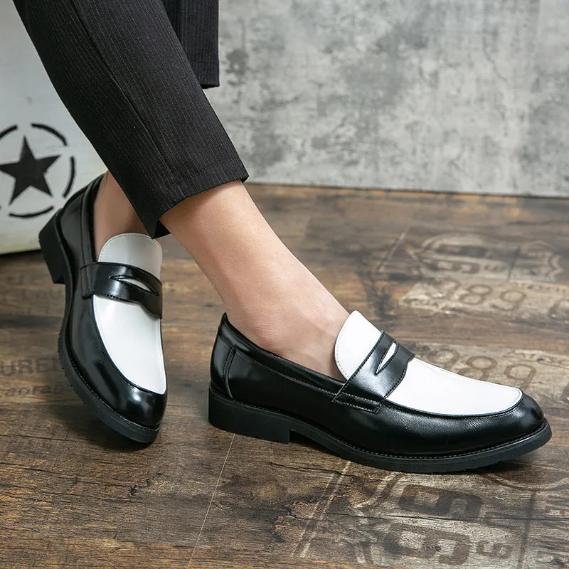 Men’s Loafers – Polished Leather – Slip-On – Rubber Sole – Two-Tone Dress Casual