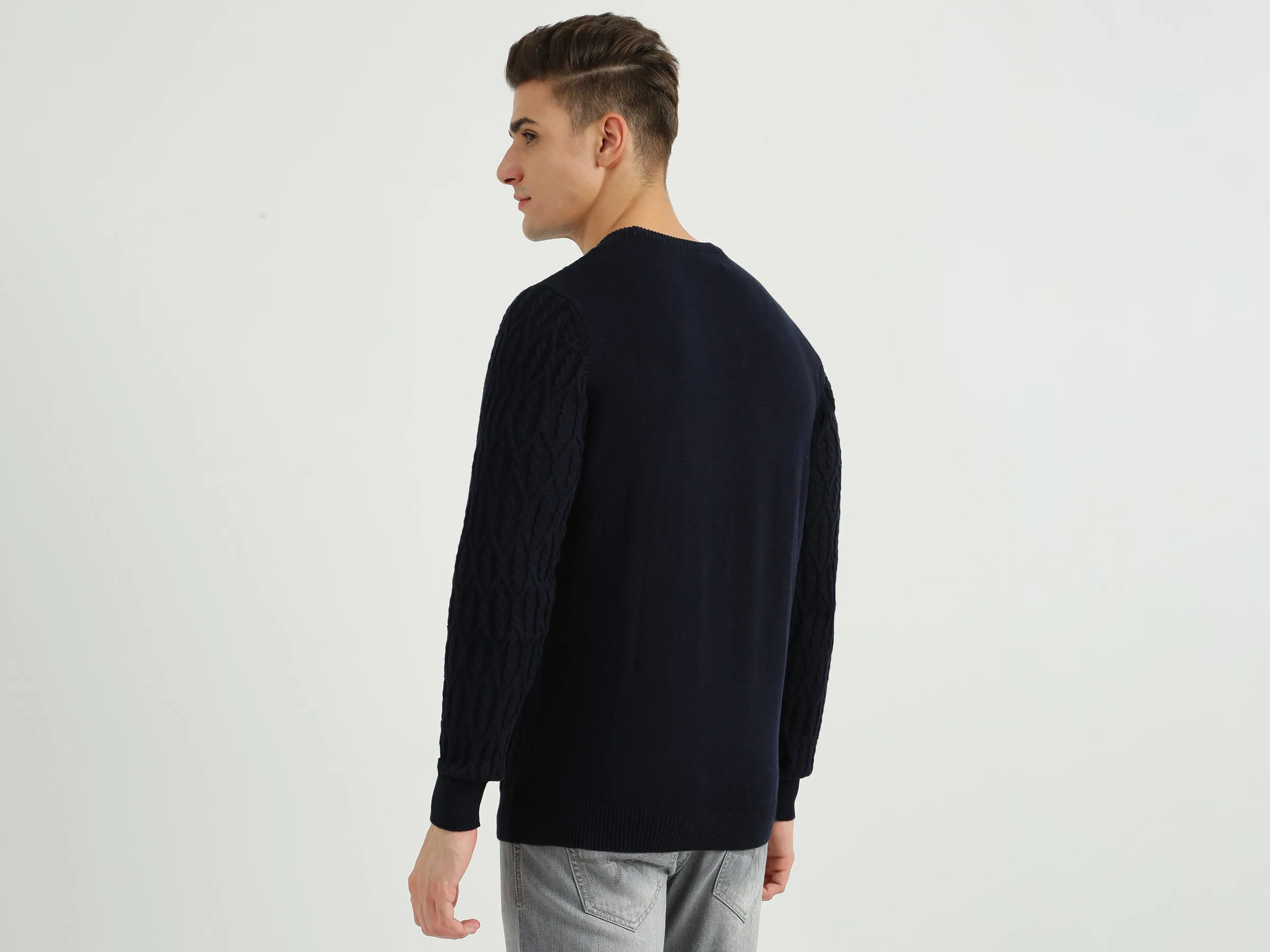 Mens Long Sleeve Textured Sweater