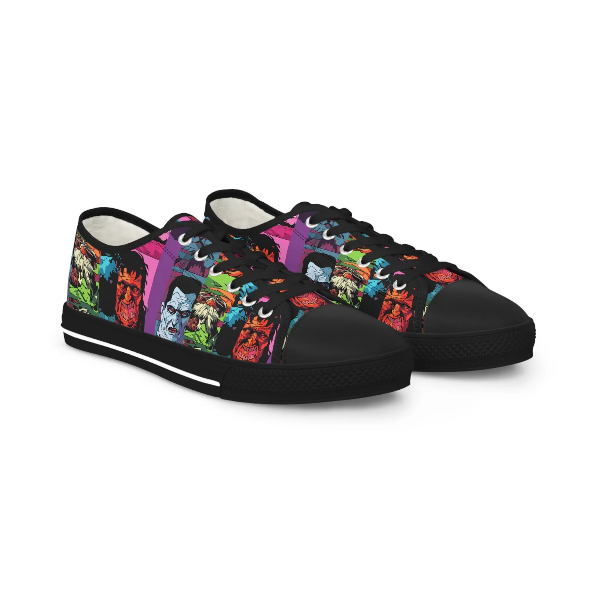 Men's Low Top Sneakers - Spooky Monsters Anime Beta