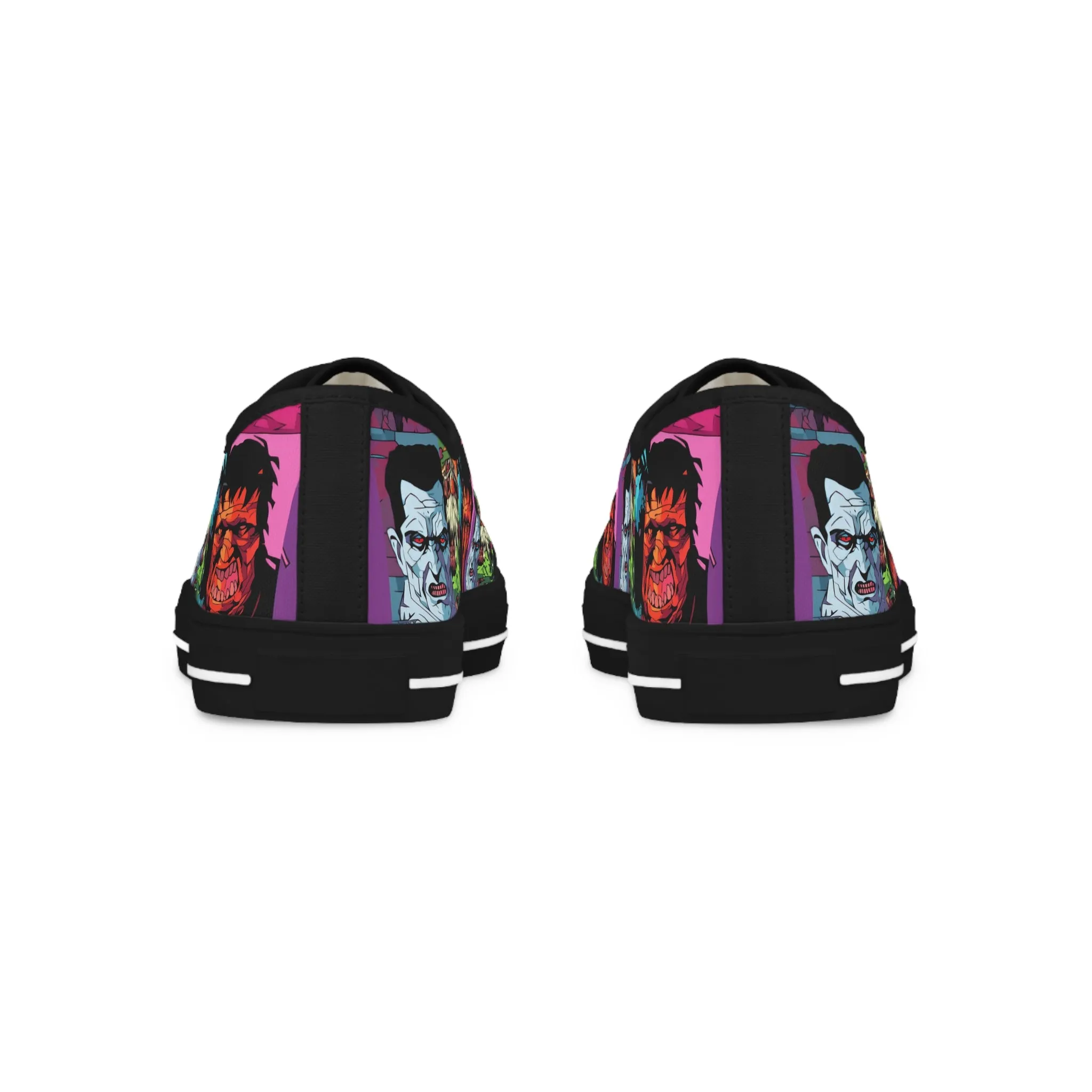 Men's Low Top Sneakers - Spooky Monsters Anime Beta