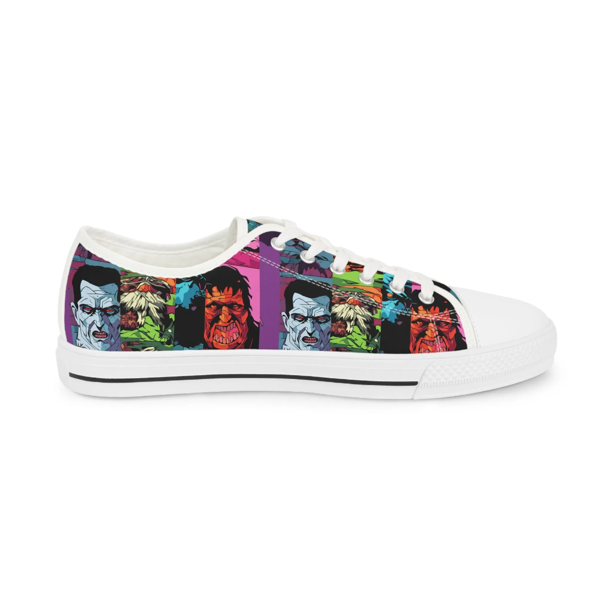 Men's Low Top Sneakers - Spooky Monsters Anime Beta