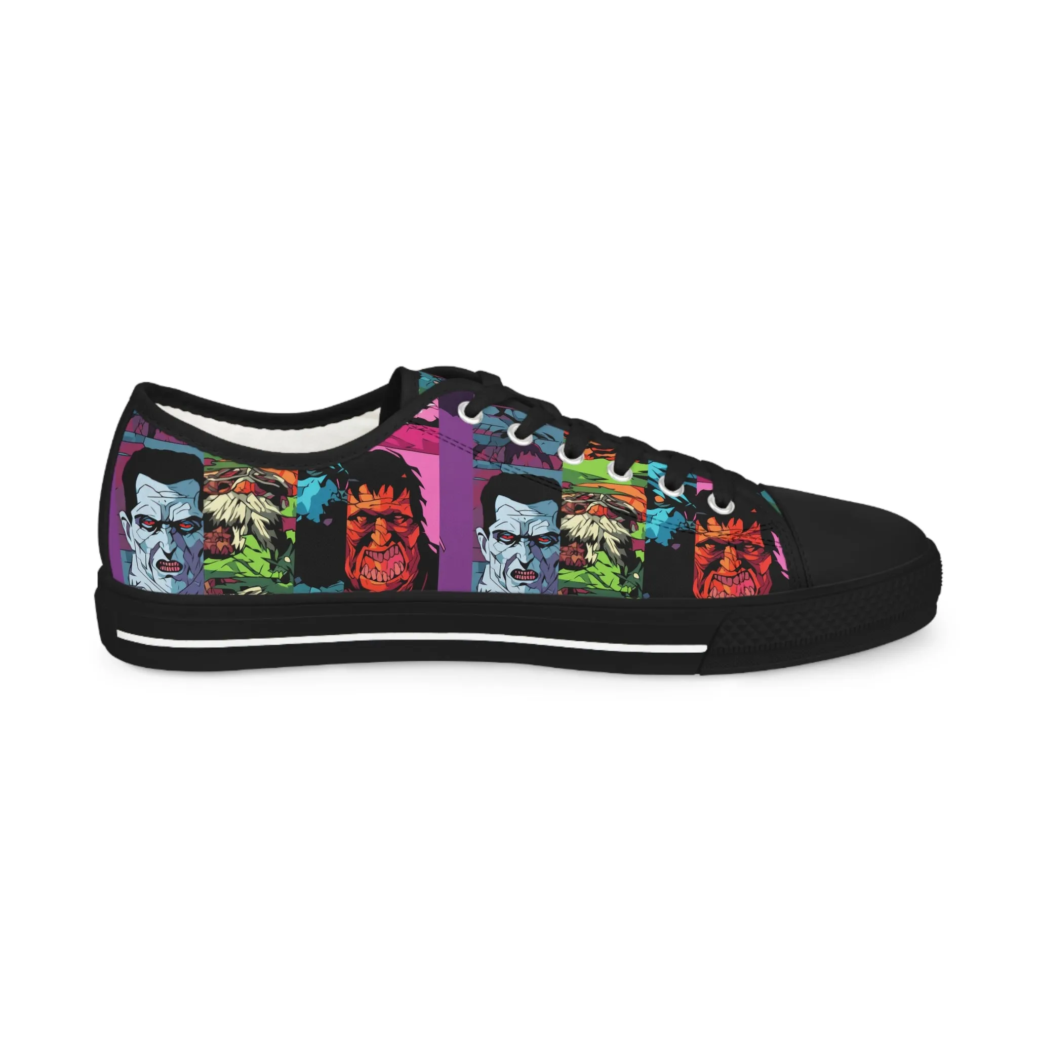 Men's Low Top Sneakers - Spooky Monsters Anime Beta