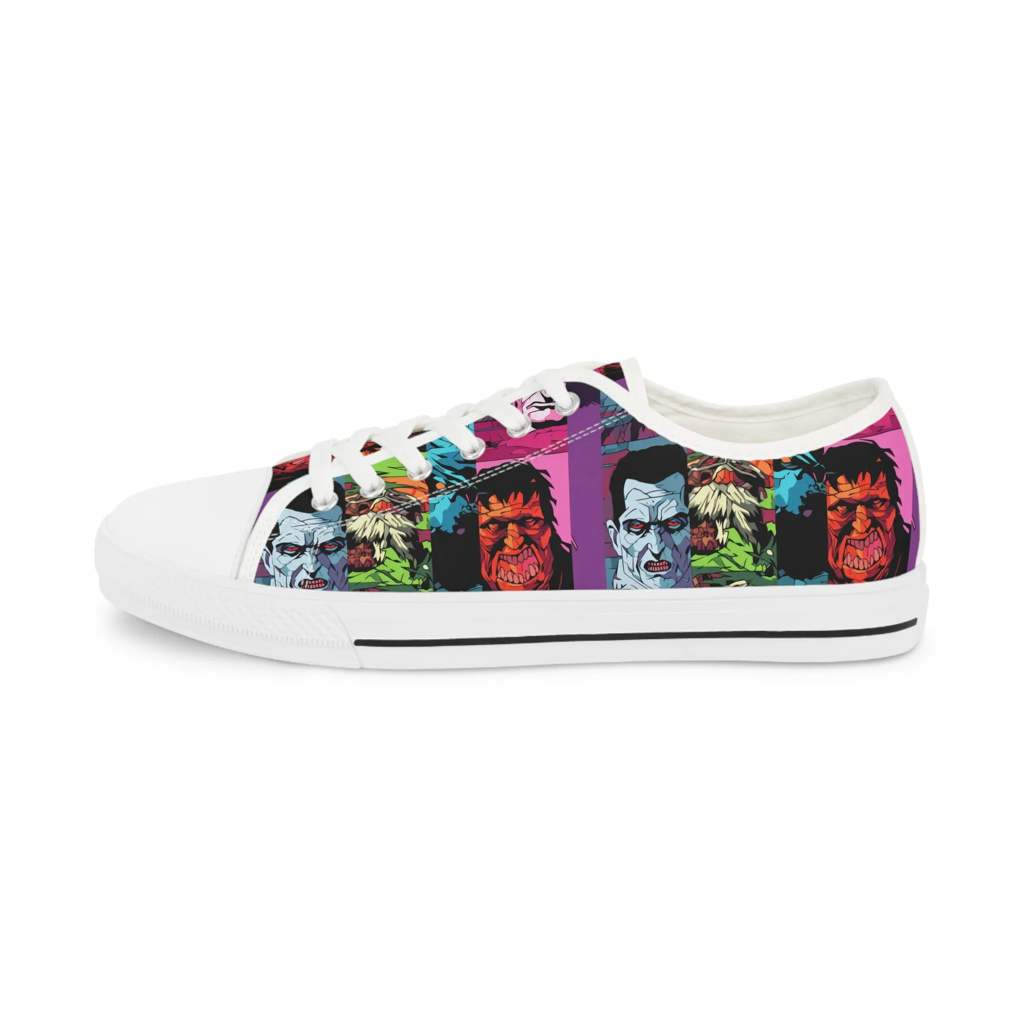 Men's Low Top Sneakers - Spooky Monsters Anime Beta