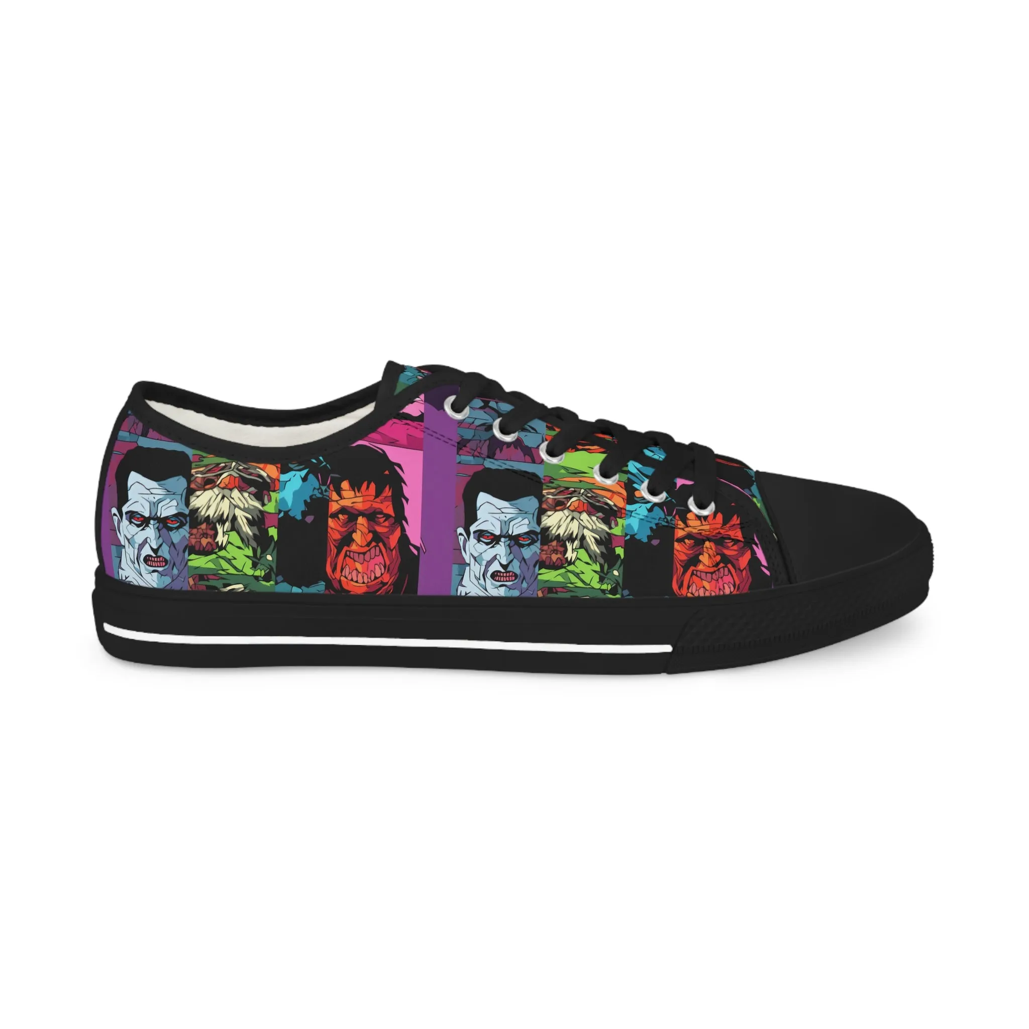 Men's Low Top Sneakers - Spooky Monsters Anime Beta