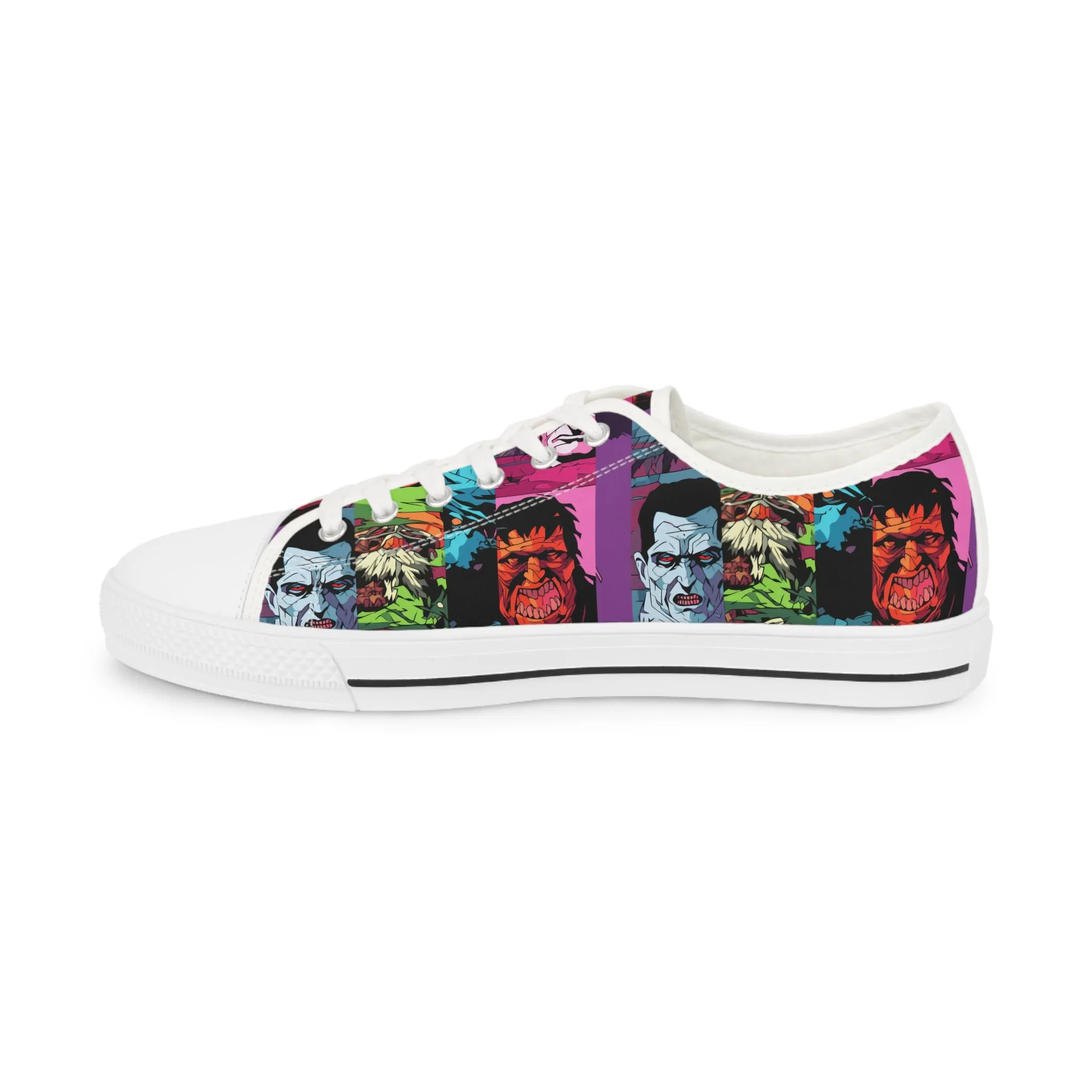 Men's Low Top Sneakers - Spooky Monsters Anime Beta