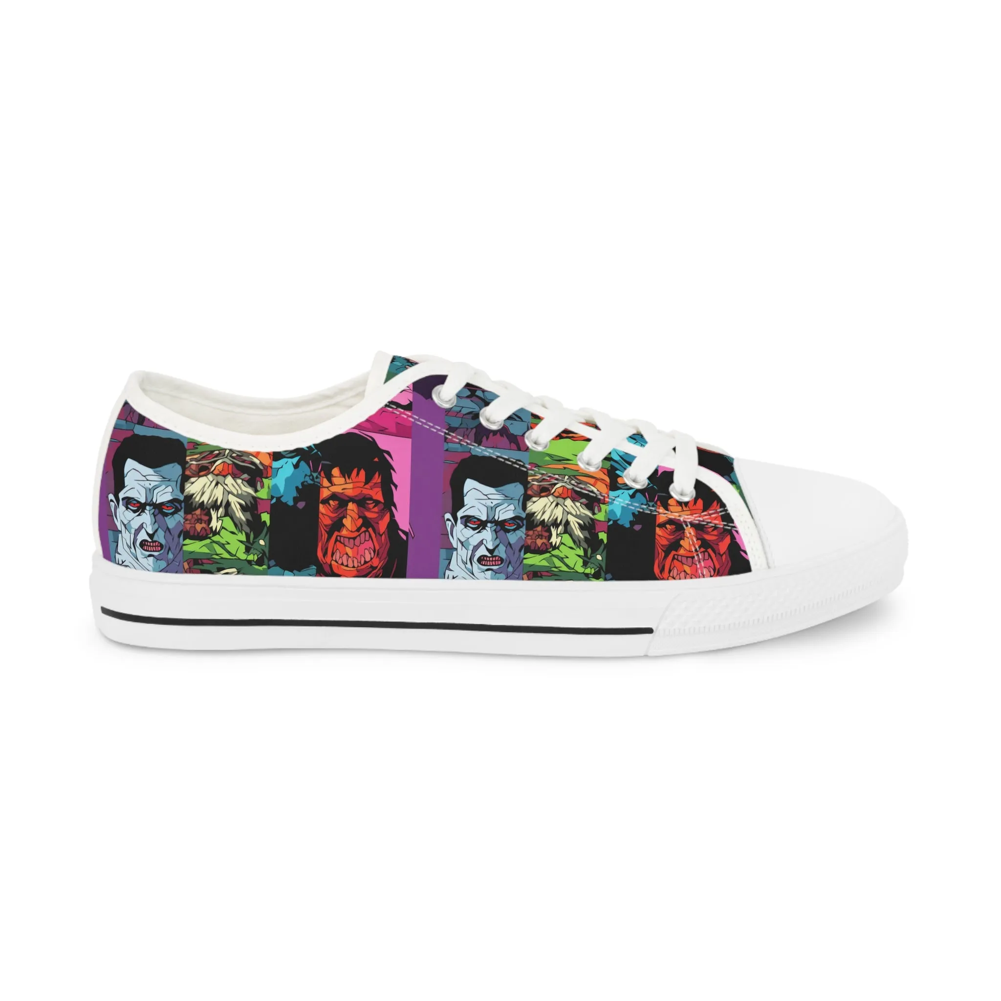 Men's Low Top Sneakers - Spooky Monsters Anime Beta
