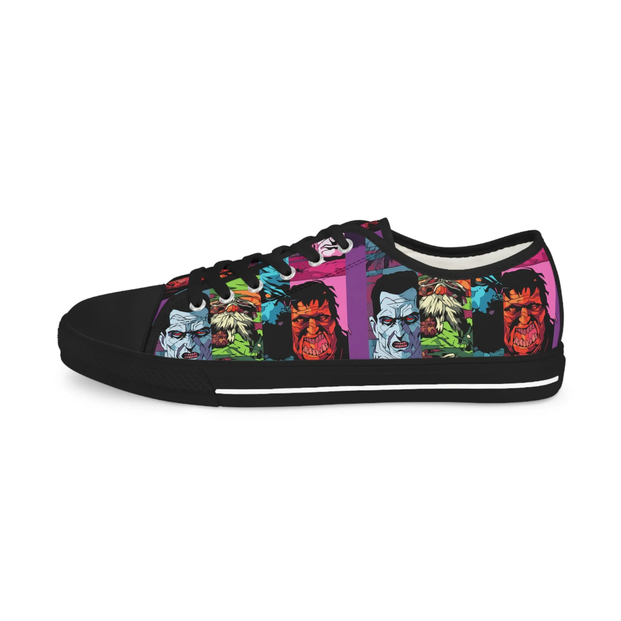 Men's Low Top Sneakers - Spooky Monsters Anime Beta