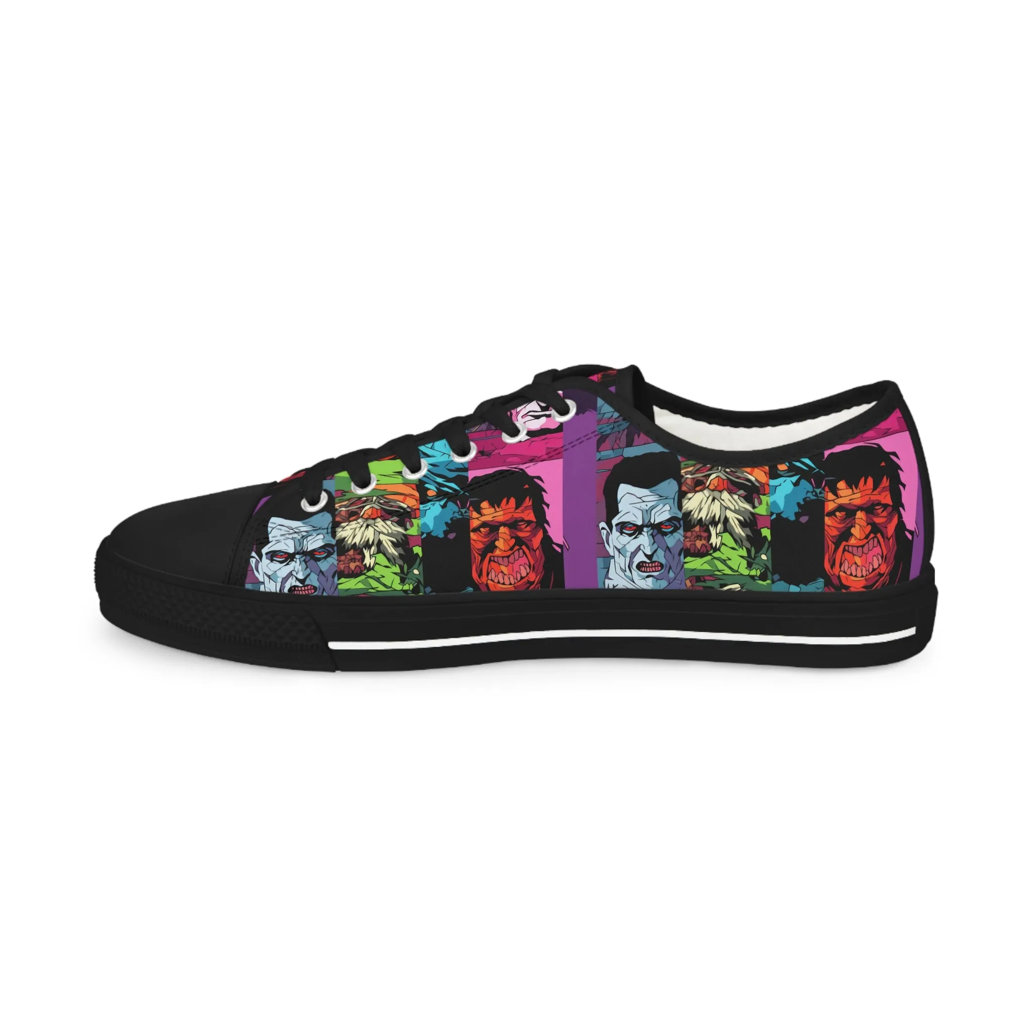 Men's Low Top Sneakers - Spooky Monsters Anime Beta