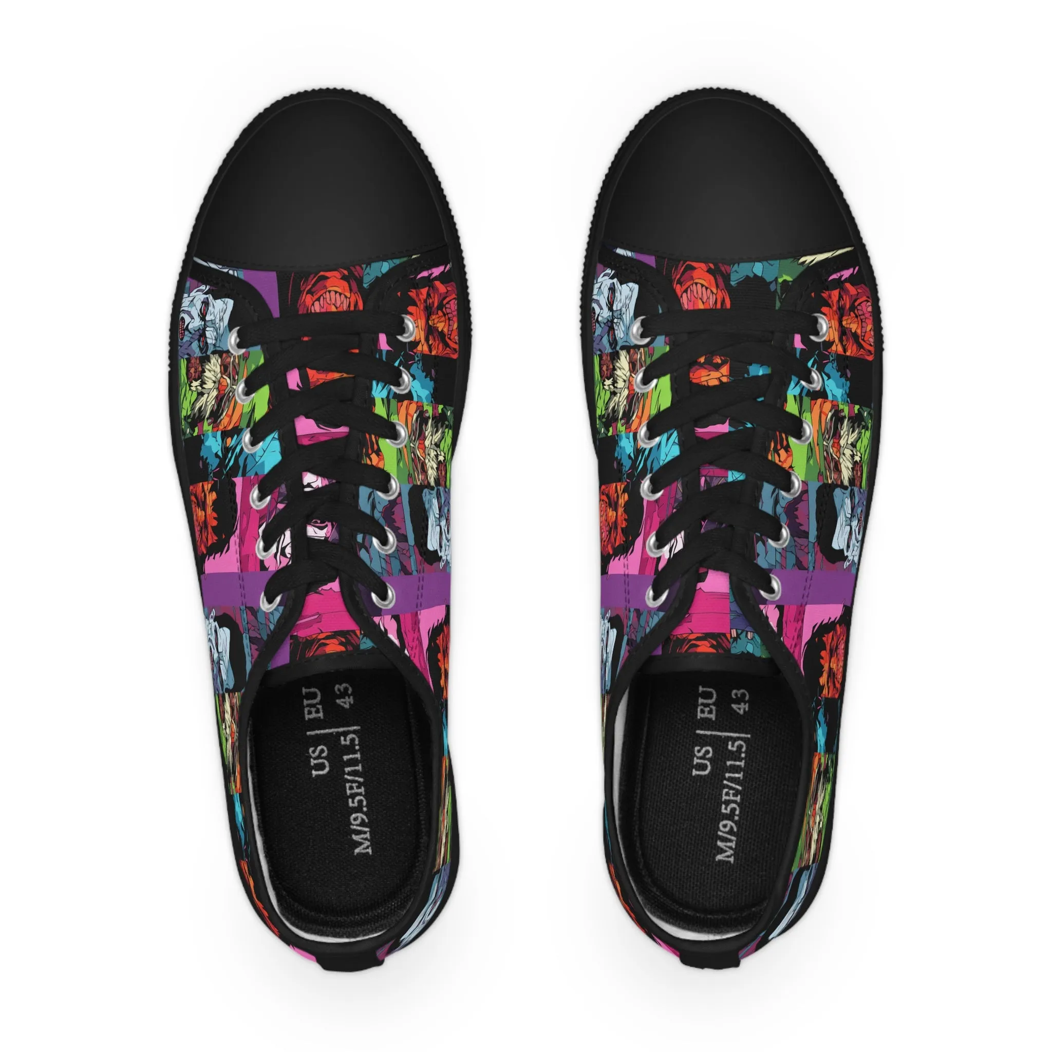 Men's Low Top Sneakers - Spooky Monsters Anime Beta