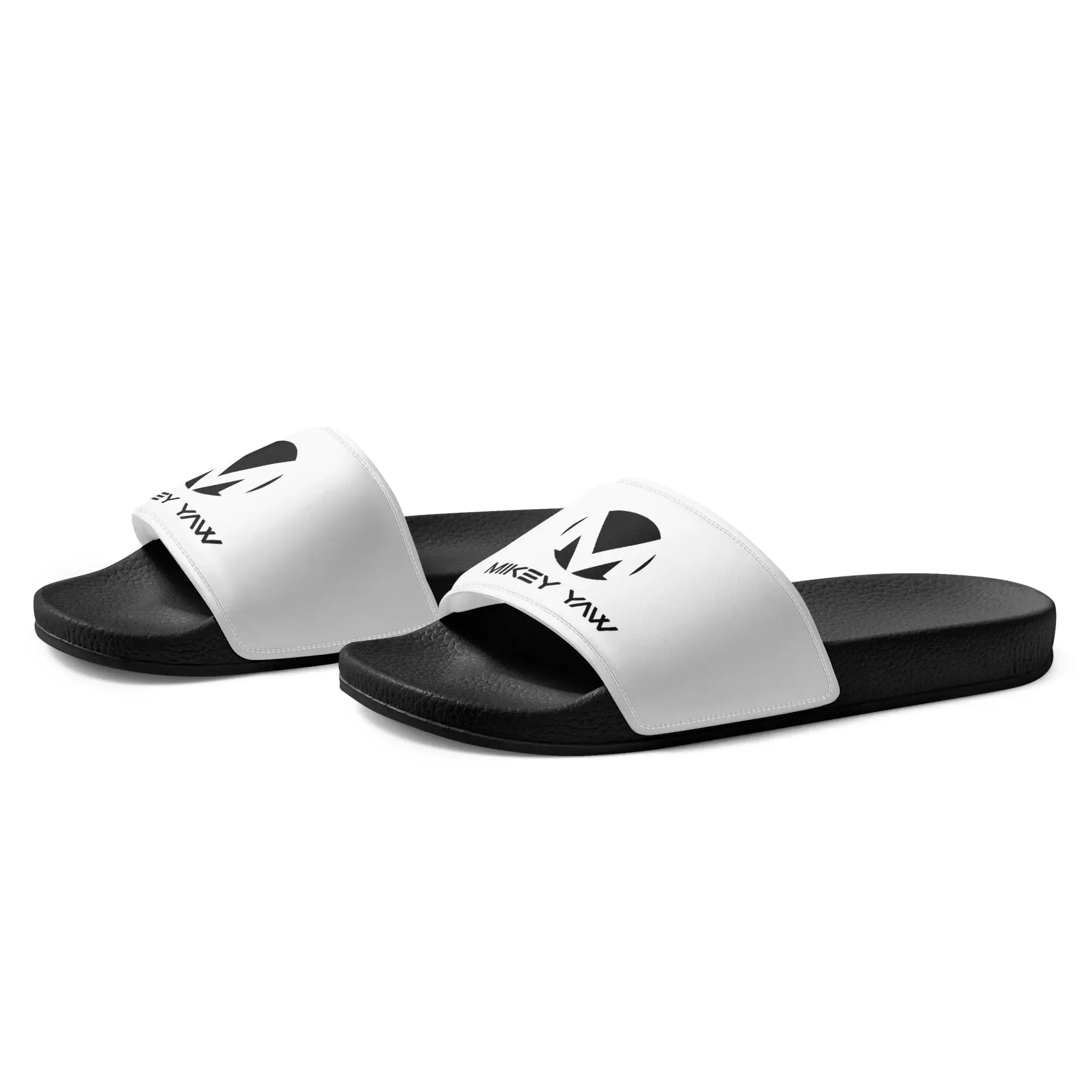 Men’s White with Black Monogram Slides