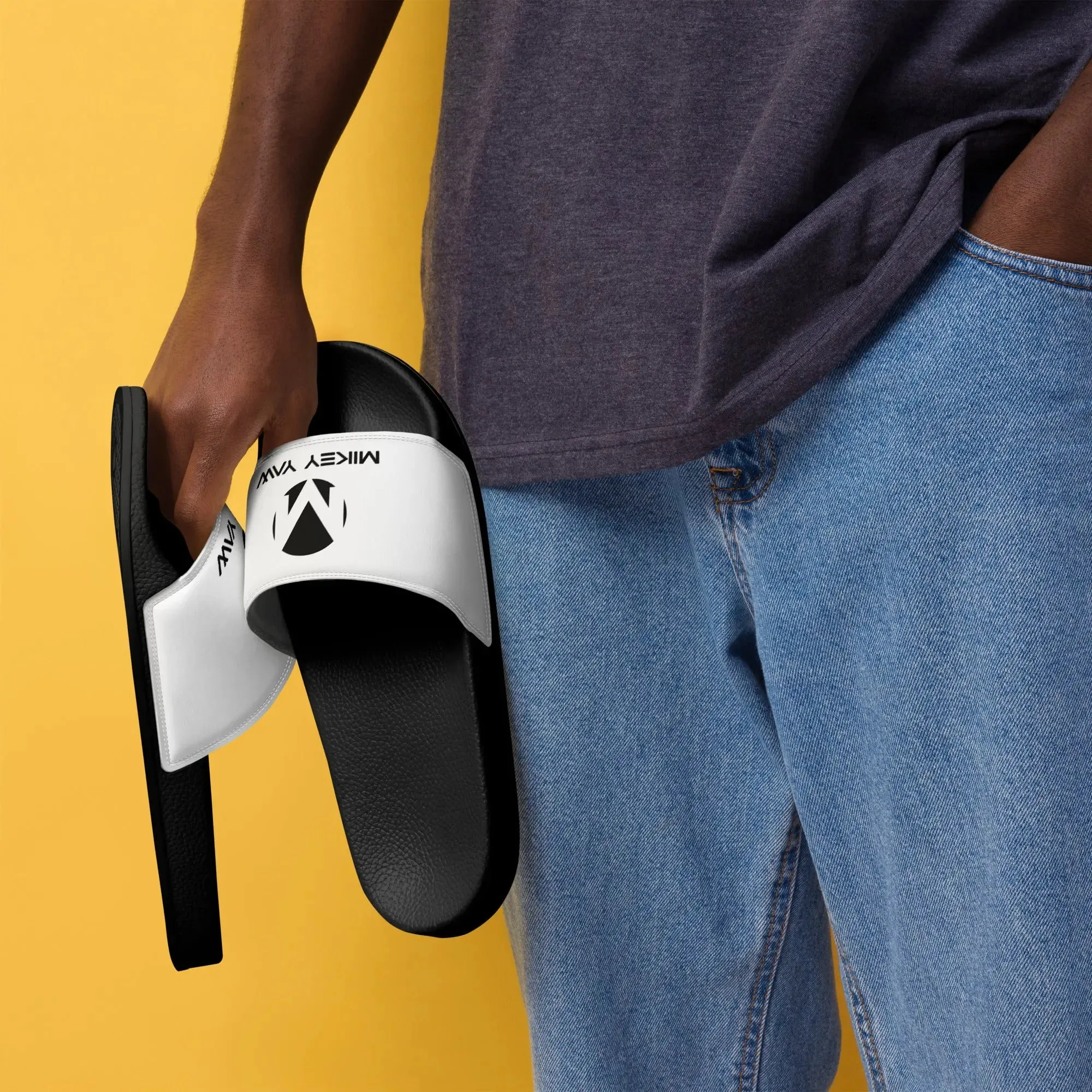Men’s White with Black Monogram Slides