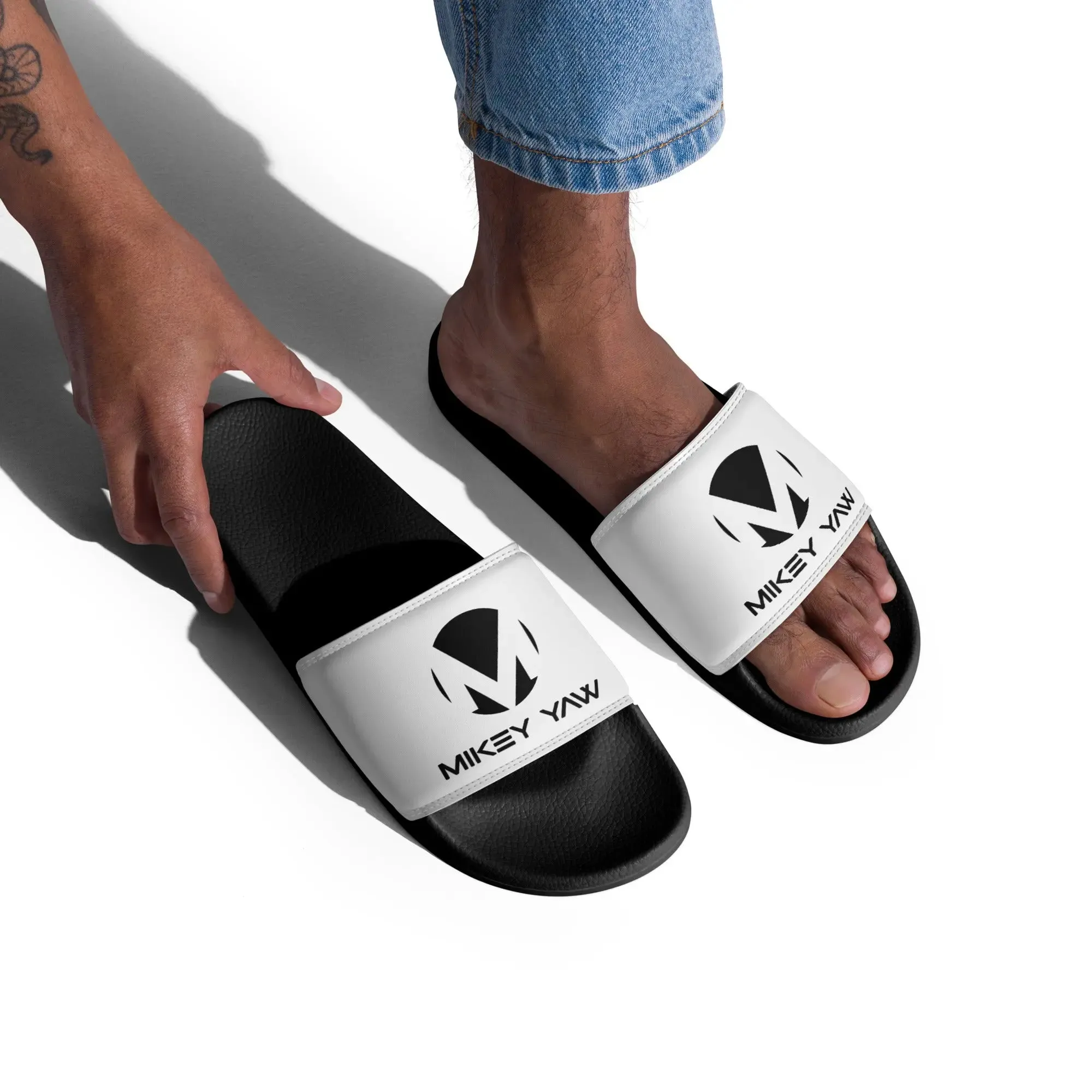 Men’s White with Black Monogram Slides
