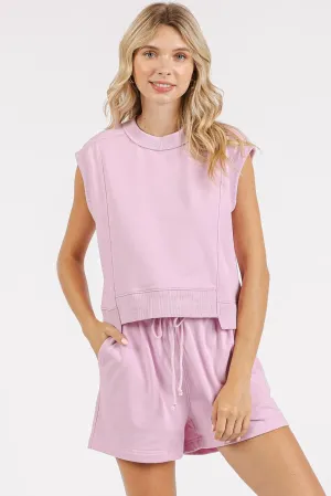 Mittoshop French Terry Crew Neck Top and Shorts Set