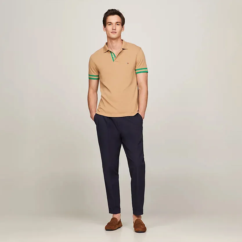 Monotype Cuff Slim Fit Polo - Khaki