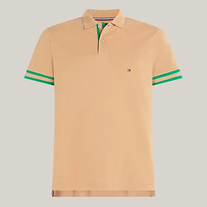 Monotype Cuff Slim Fit Polo - Khaki