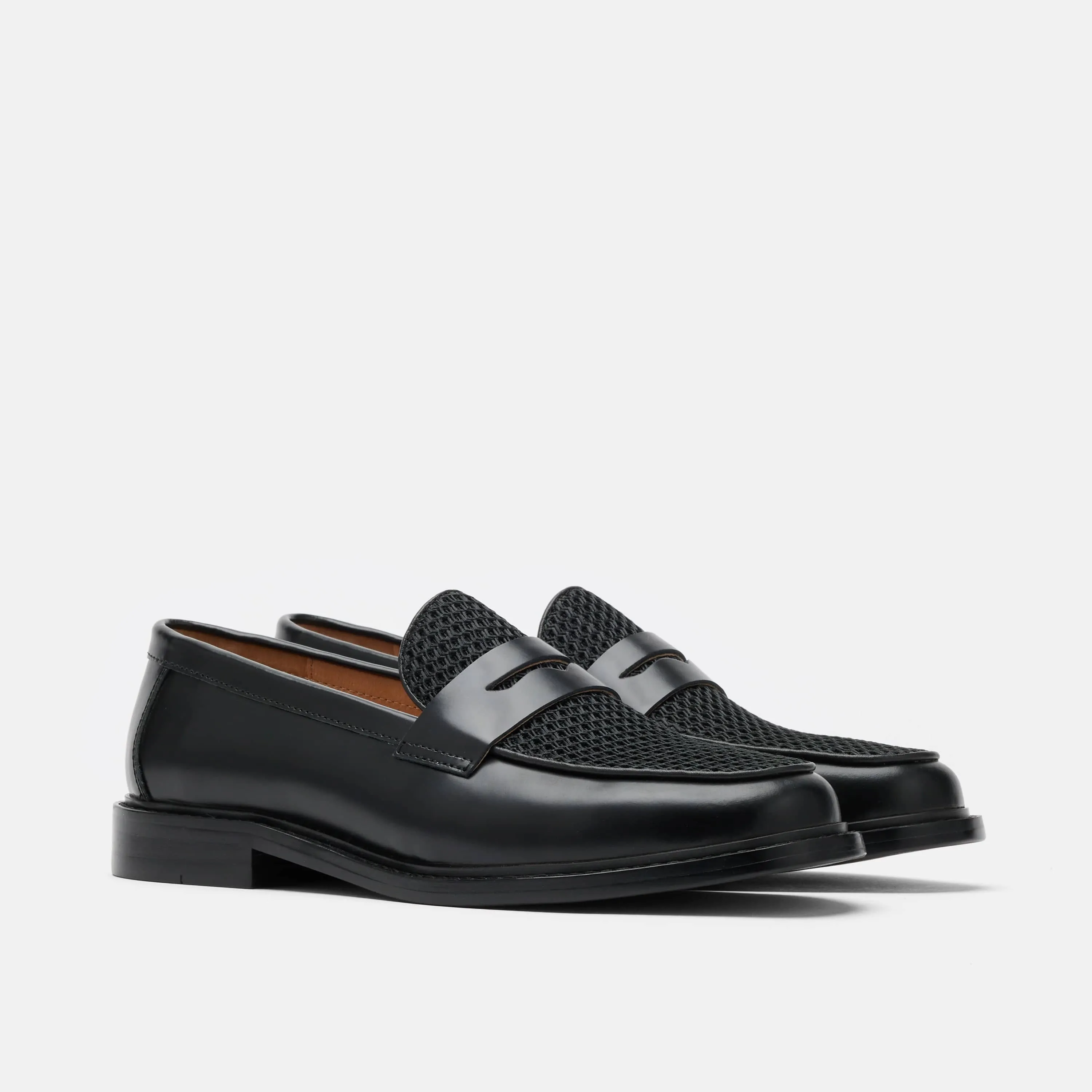 Ms. Calum Black Leather Penny Loafers