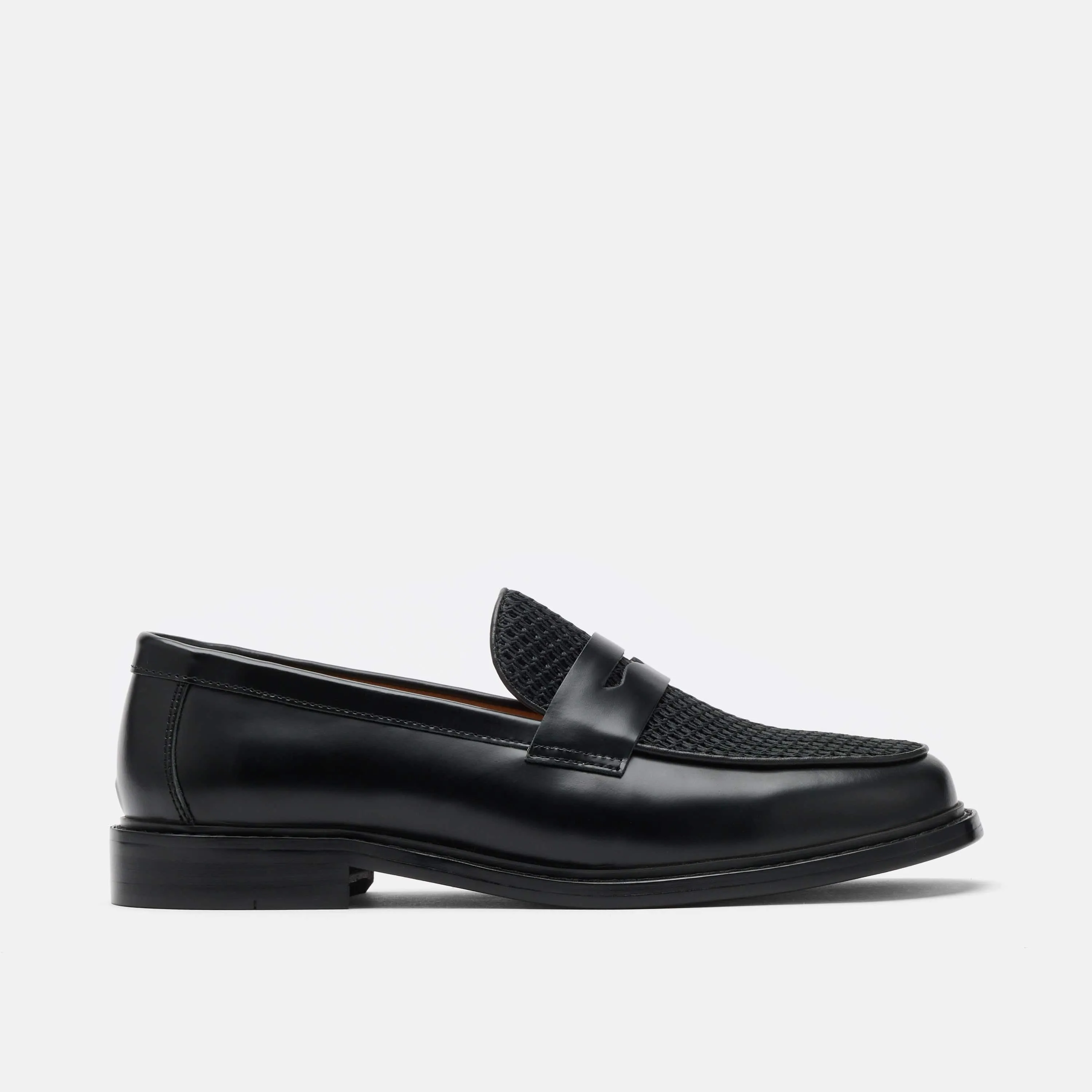 Ms. Calum Black Leather Penny Loafers