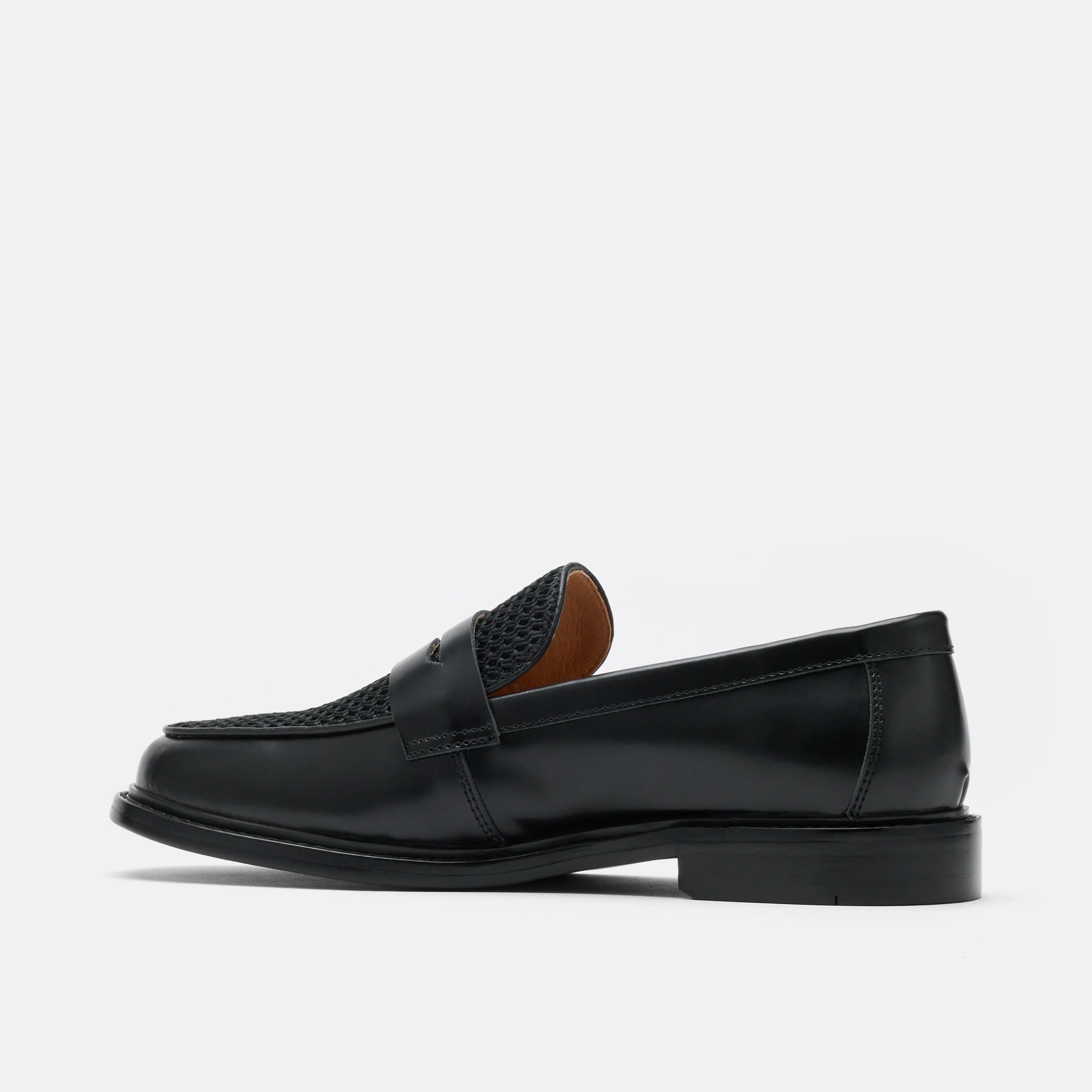 Ms. Calum Black Leather Penny Loafers