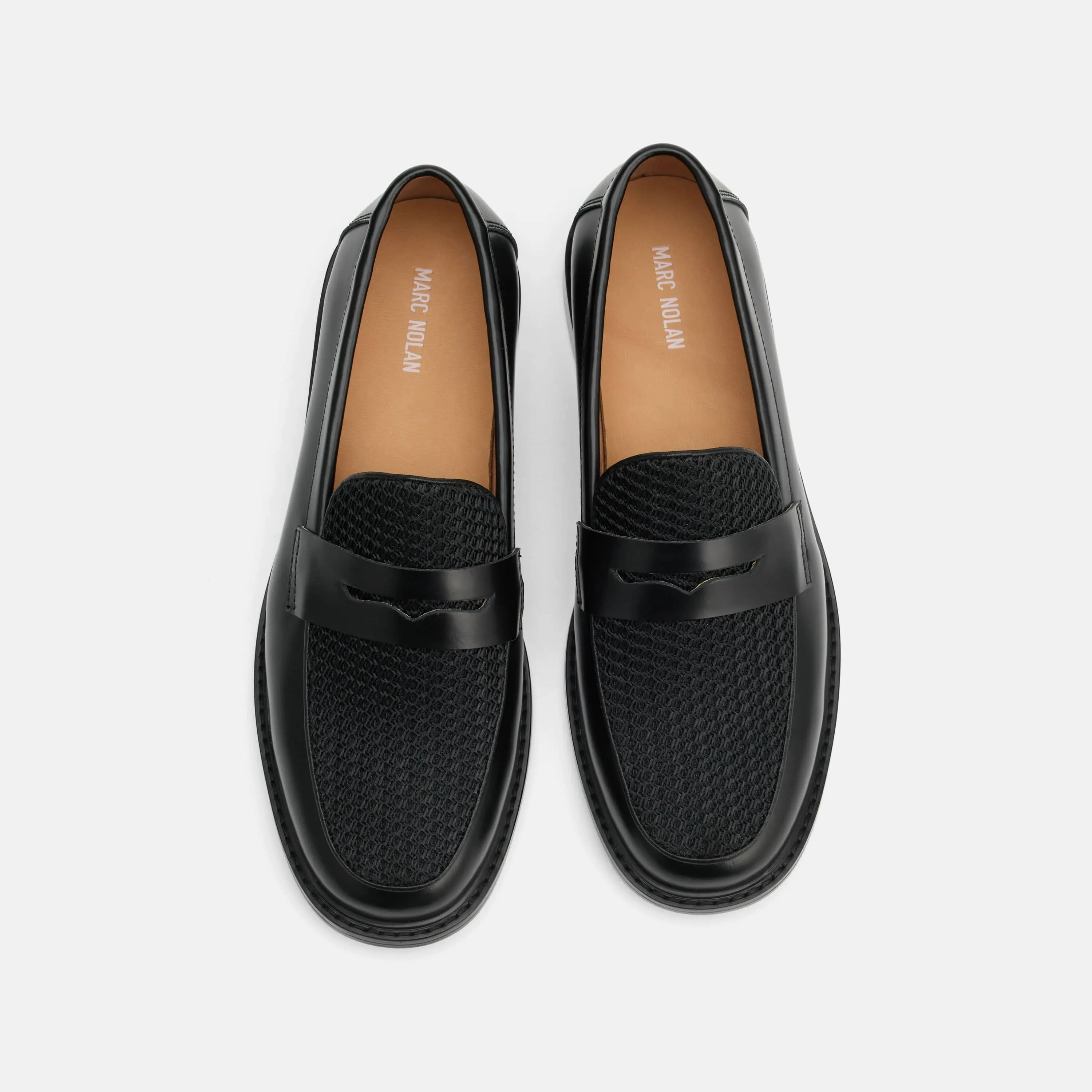 Ms. Calum Black Leather Penny Loafers