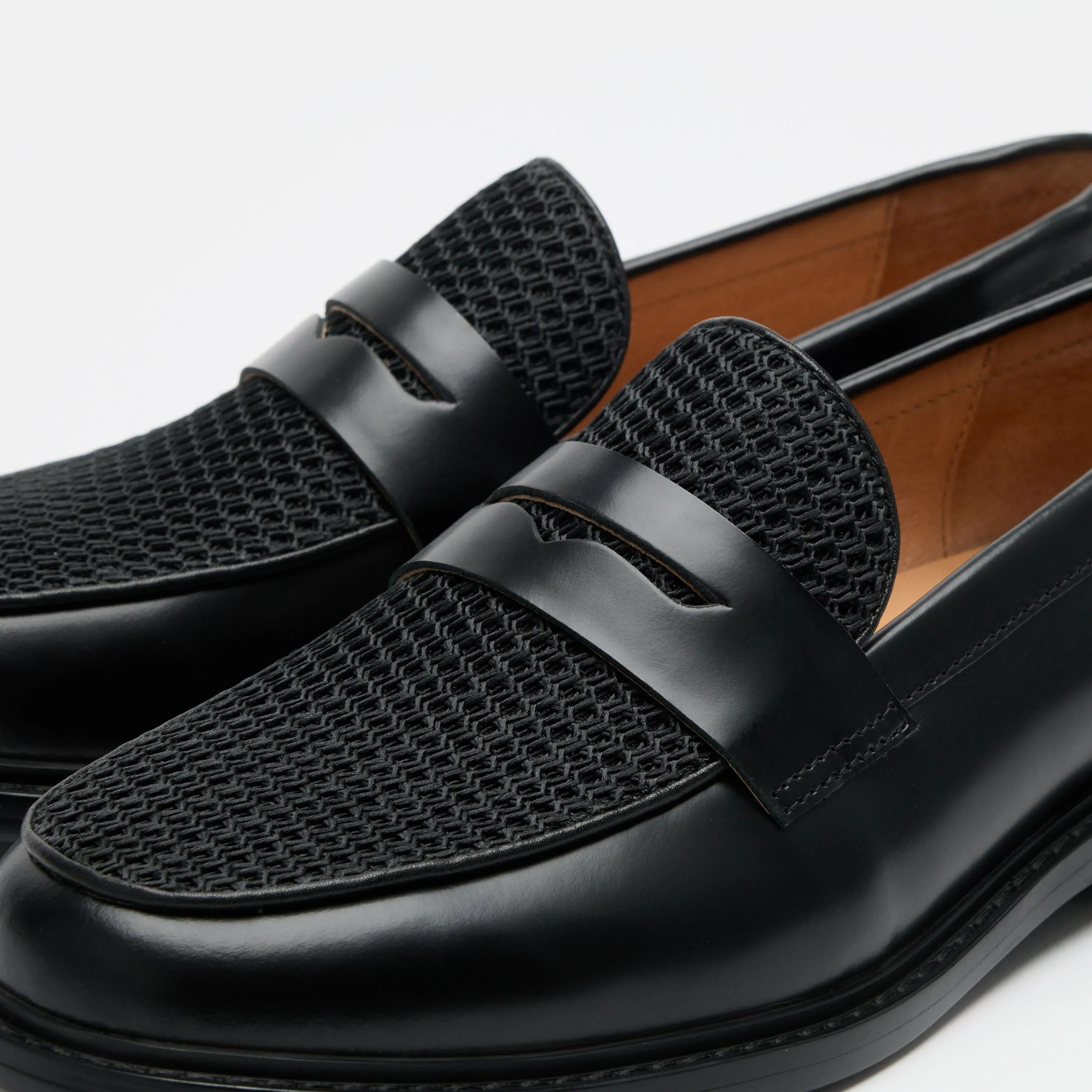 Ms. Calum Black Leather Penny Loafers
