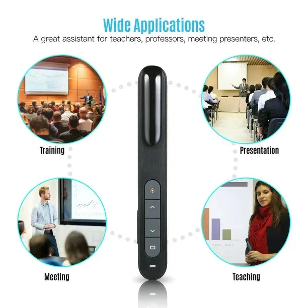 New Amdohai 2.4GHz Wireless Powerpoint Presenter Presentation Pointer PPT Clicker with USB Receiver 100 Meters Remote Control Compatible with Windows Android OS for Meeting Teaching Training Lecture