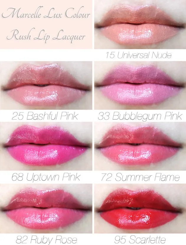New Marcelle Lux Colour Rush Lip Lacquer, Ruby Rose, Hypoallergenic and Fragrance-Free, 5ml