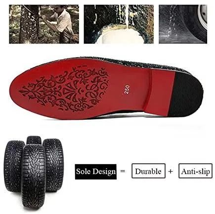 NXY Men's Sparkling Glitter Luxury Slip on Loafers Smoking Slipper