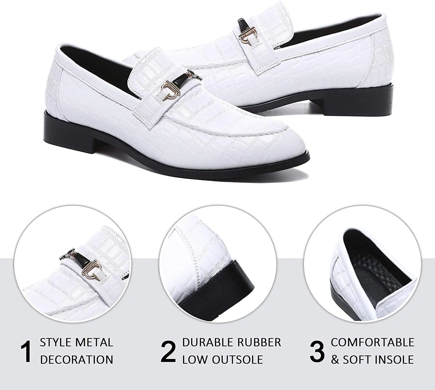 NXY White Shoes for Men丨 Men's Driving Shoes &amp; Noble Dress Shoes for Men丨Classic Business Black Loafers for Men 6-13