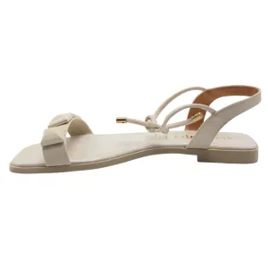 Off White Studded Flat Sandals