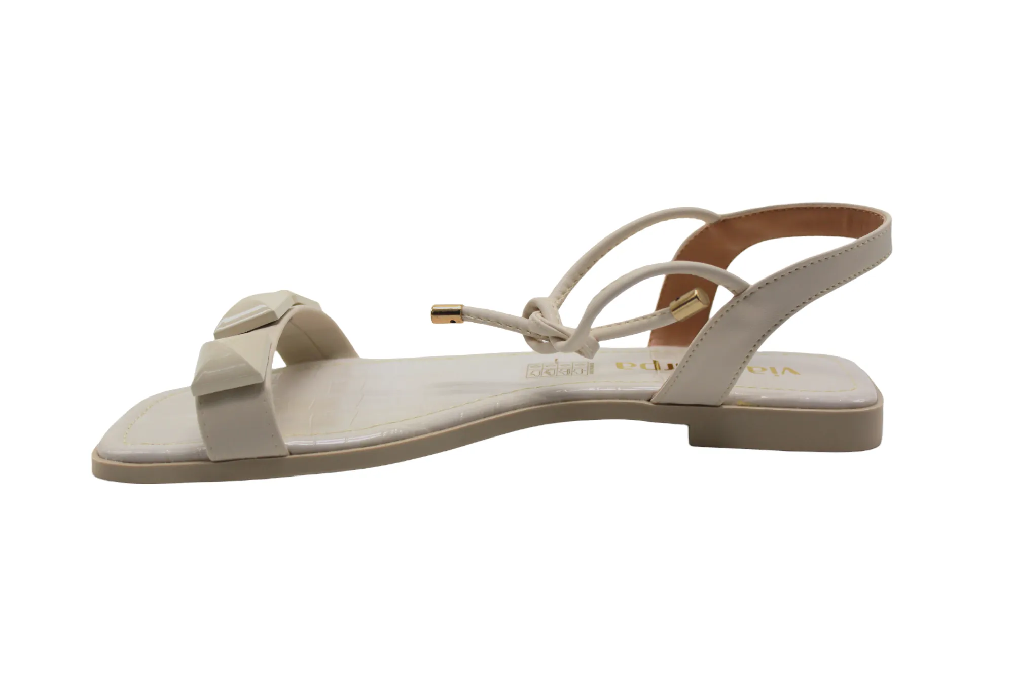 Off White Studded Flat Sandals