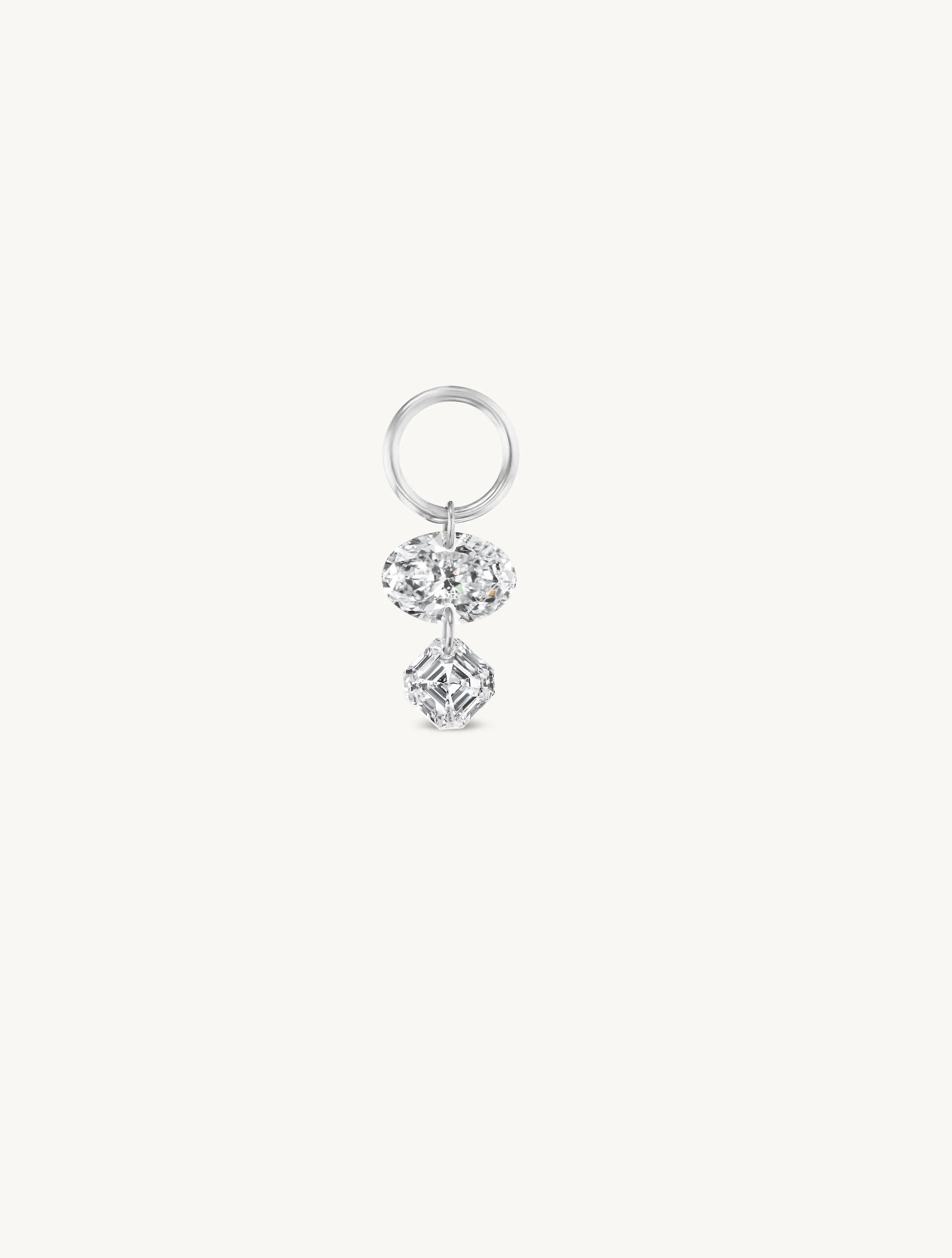 Oval   Asscher Pierced Diamond Charm for Huggies