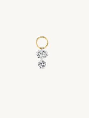 Oval   Asscher Pierced Diamond Charm for Huggies