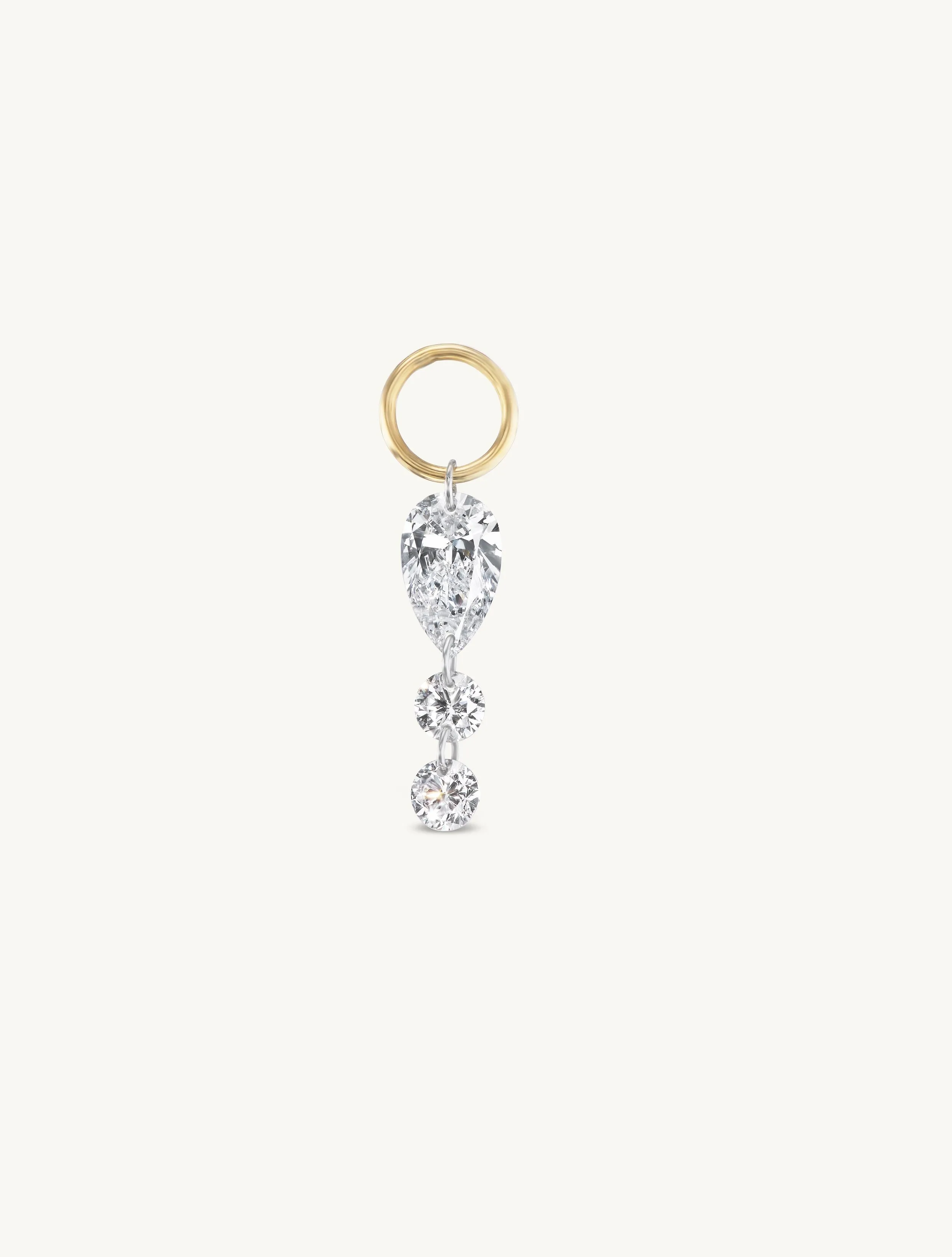 Pear   Duo Round Pierced Diamond Charm for Huggies