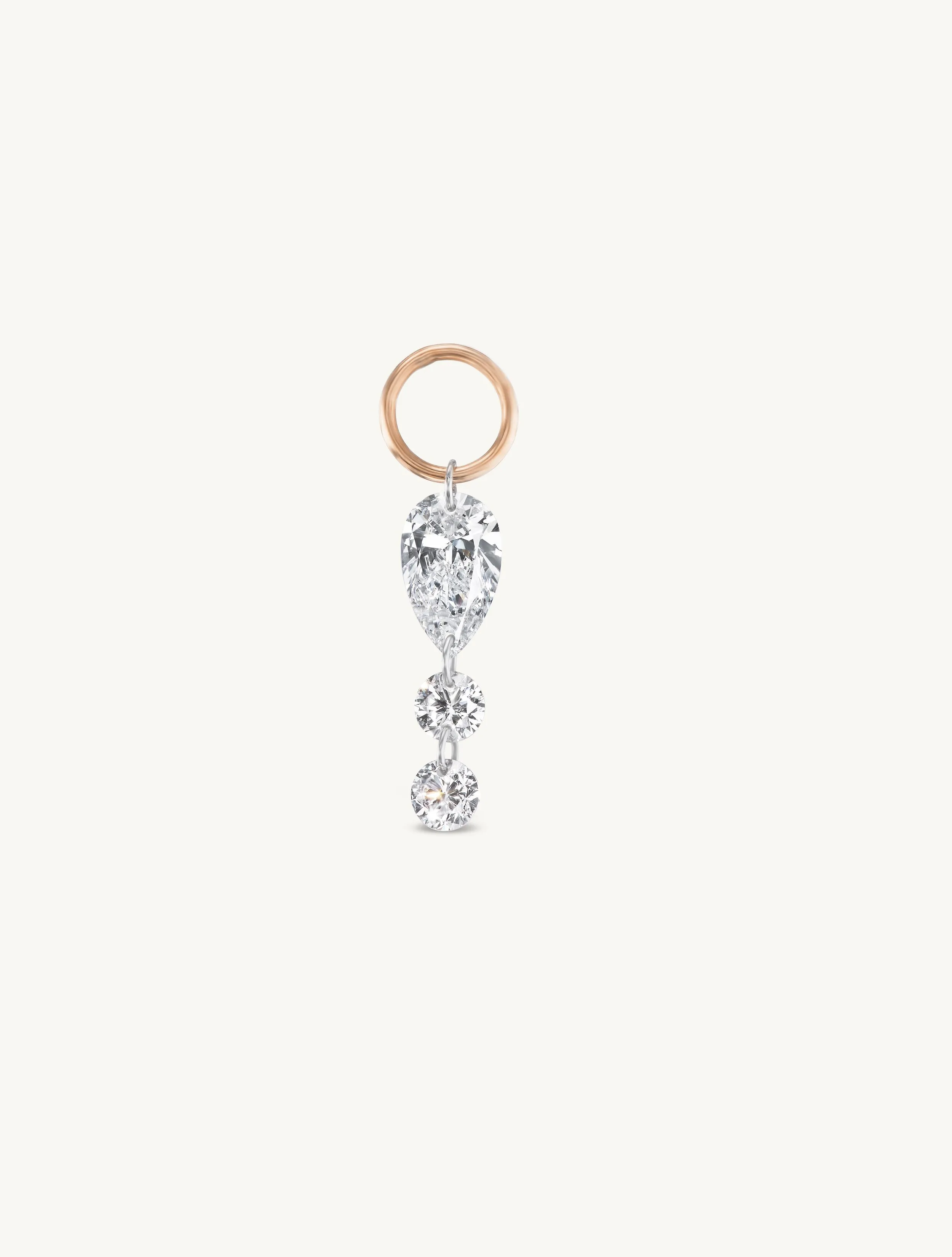 Pear   Duo Round Pierced Diamond Charm for Huggies