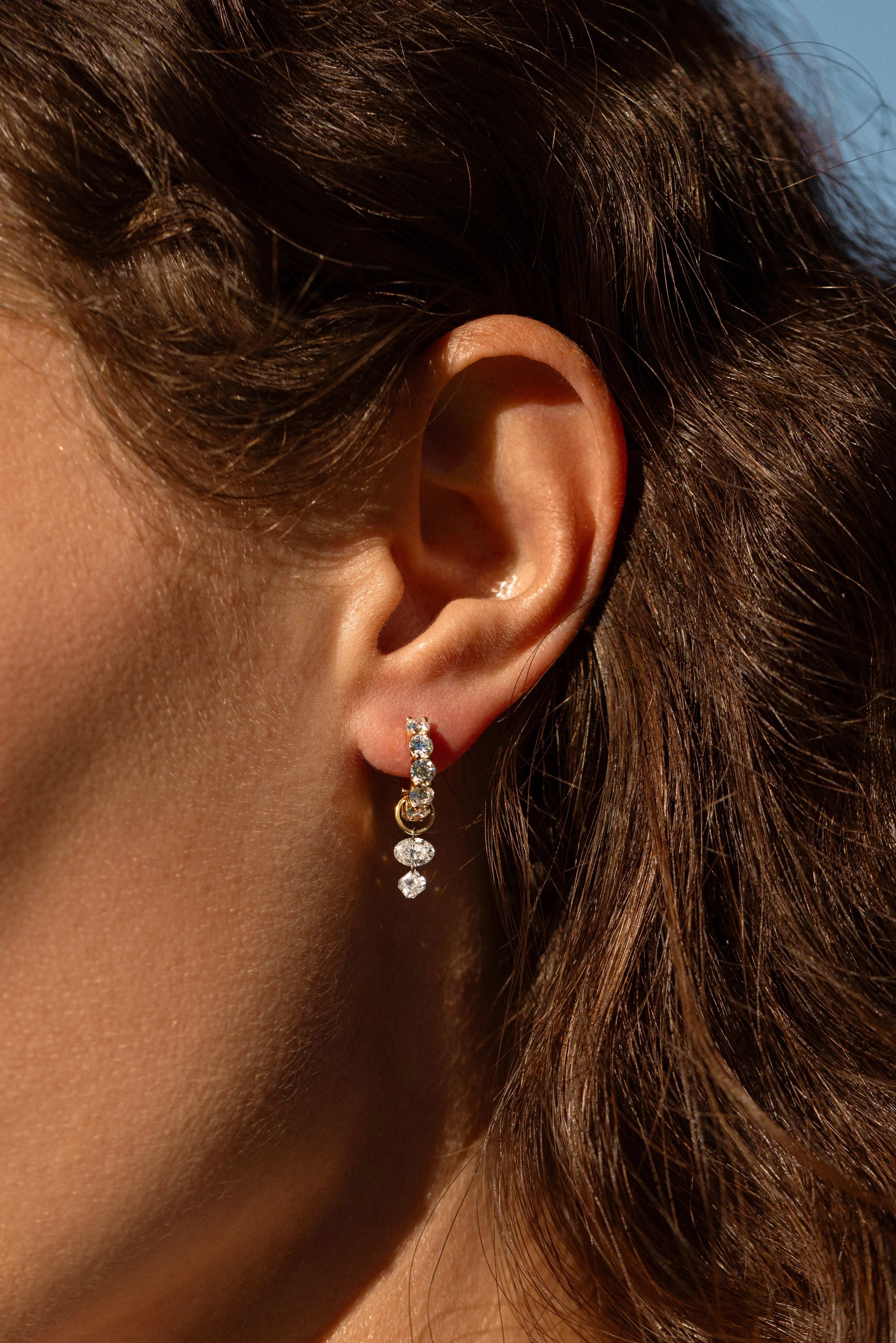Pear   Duo Round Pierced Diamond Charm for Huggies