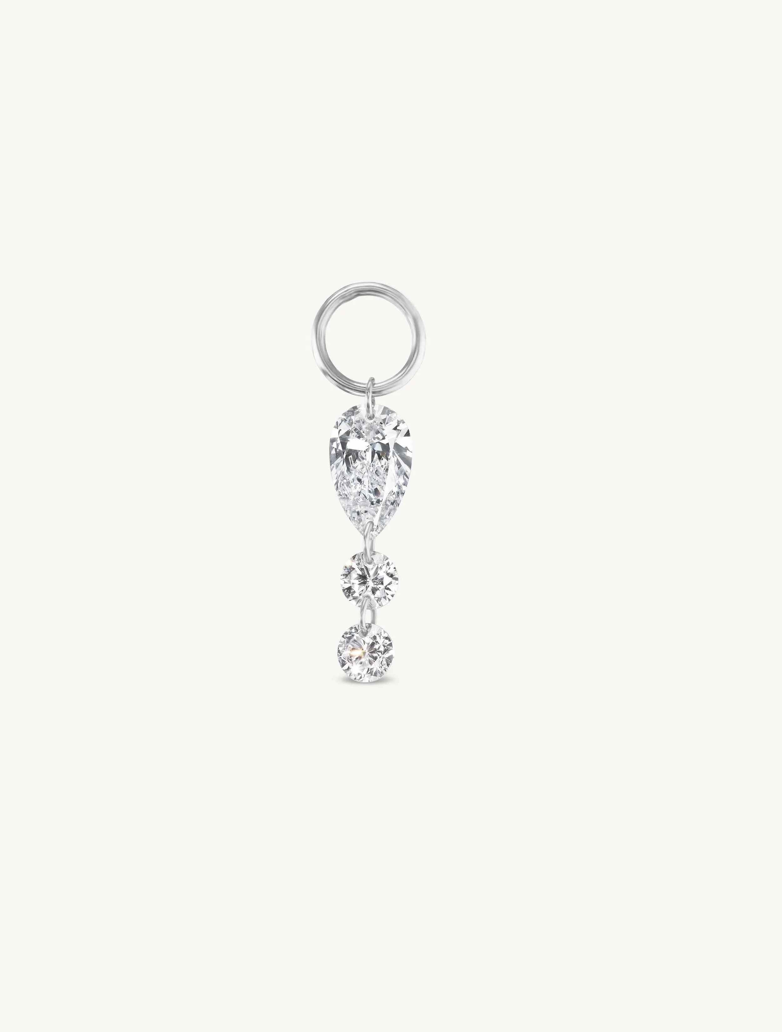 Pear   Duo Round Pierced Diamond Charm for Huggies
