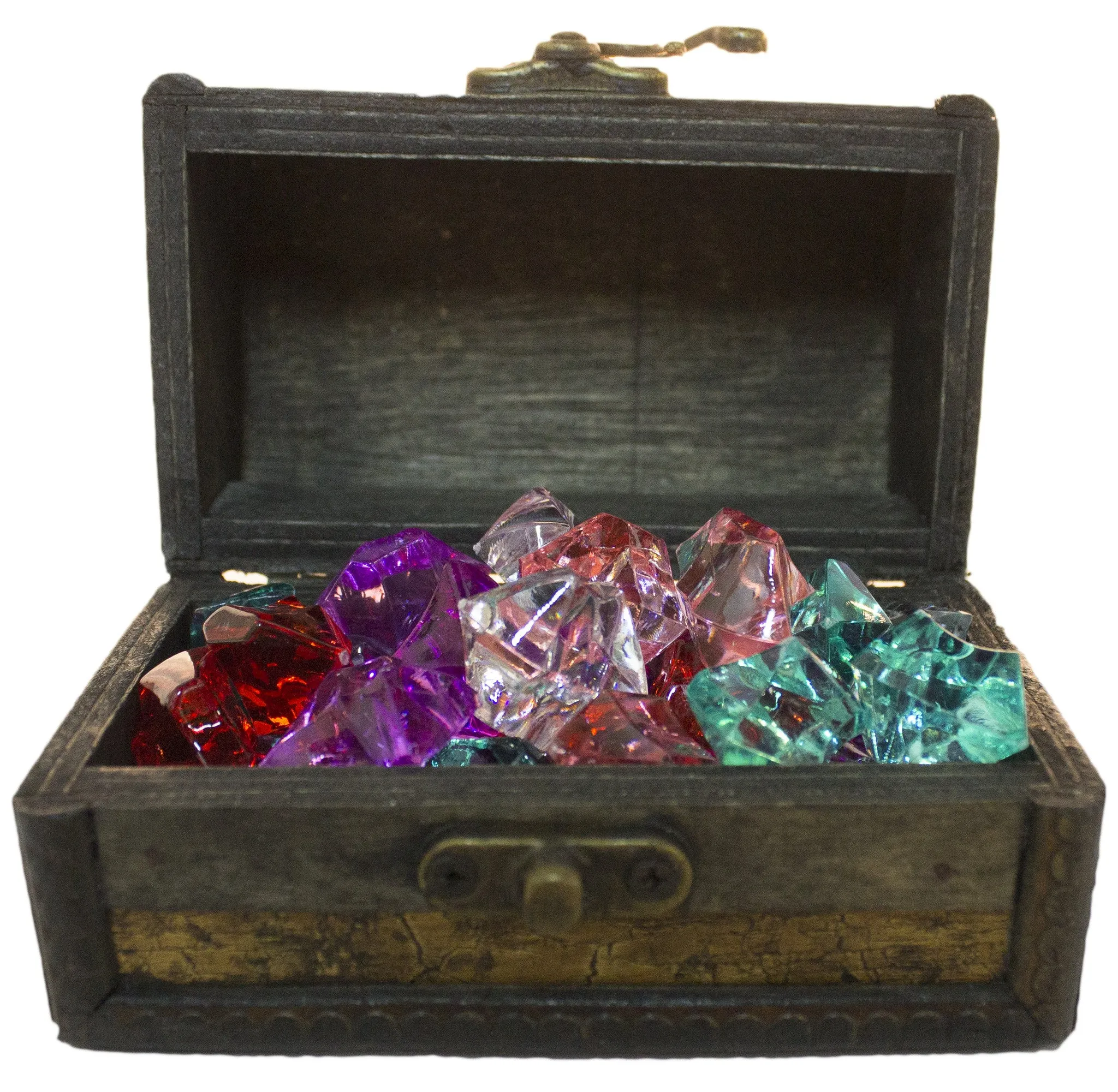 Pirates Booty Gold Painted 4.5 Inch Wooden Chest w/ Acrylic Gemstones (Multi)