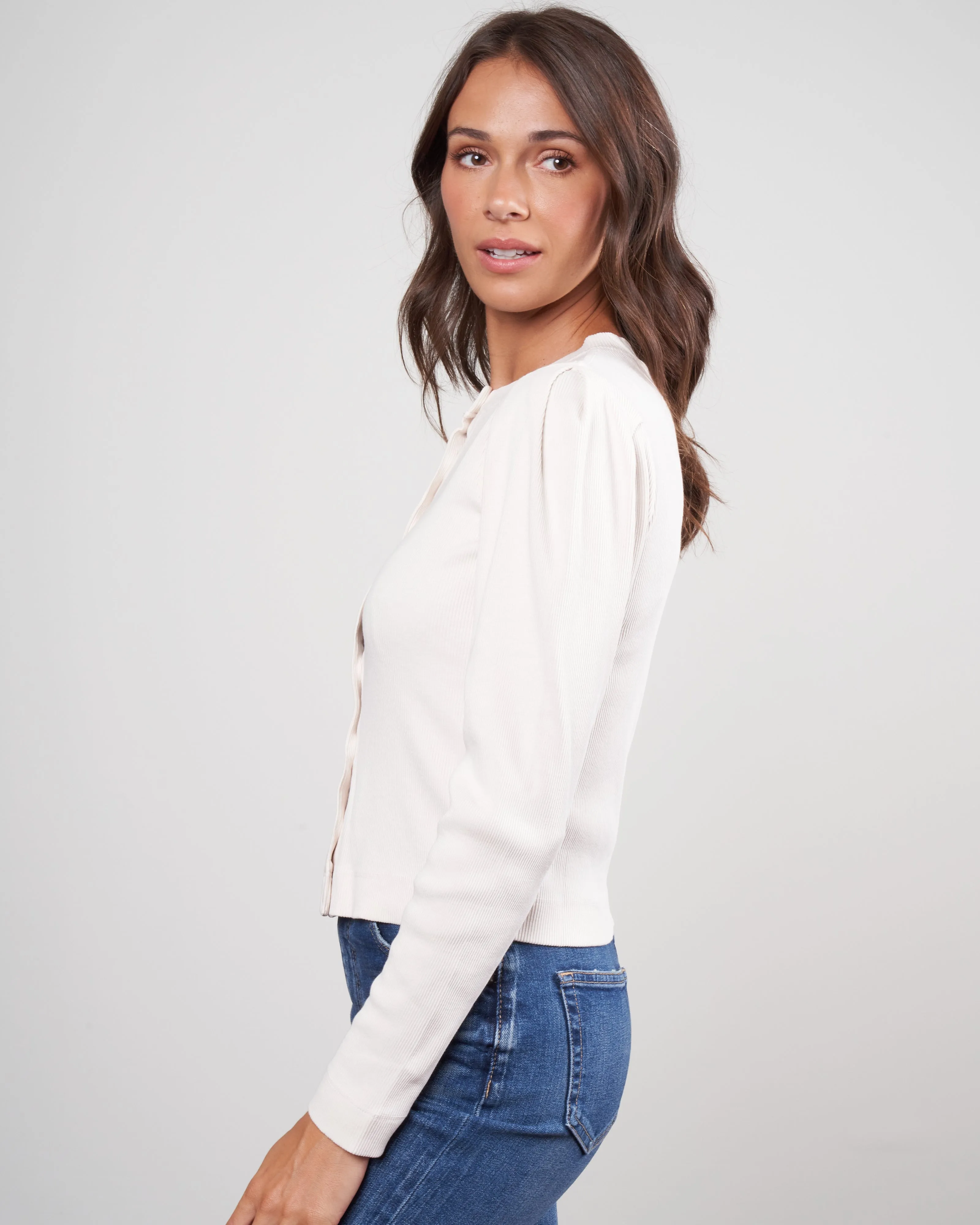 puff sleeve cardigan - off white