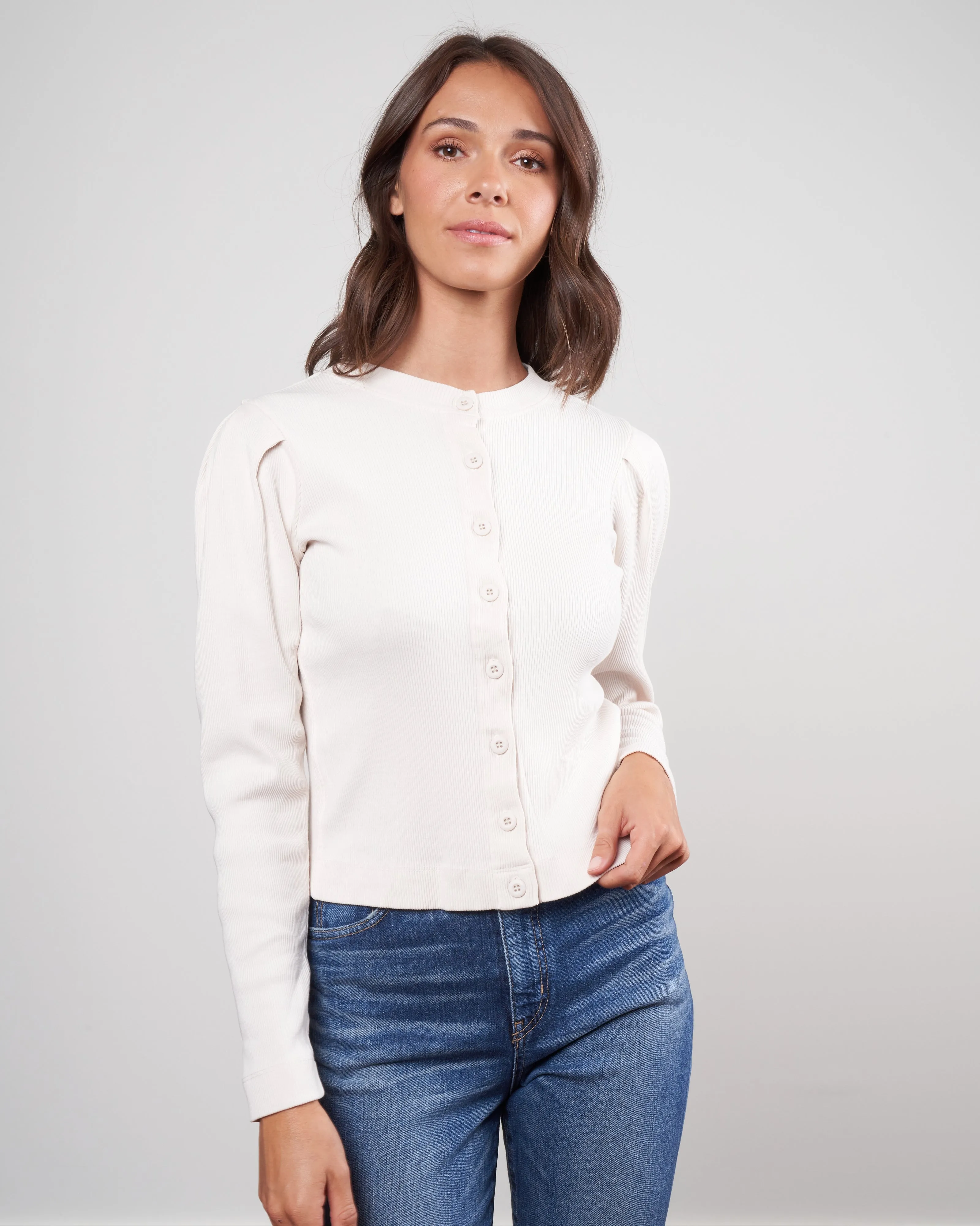 puff sleeve cardigan - off white