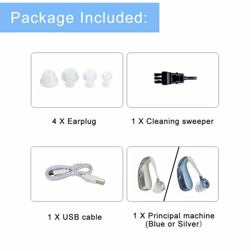 Rechargeable Digital Hearing Aids Assistance Severe Loss BTE Ear Aids HIGH-POWER