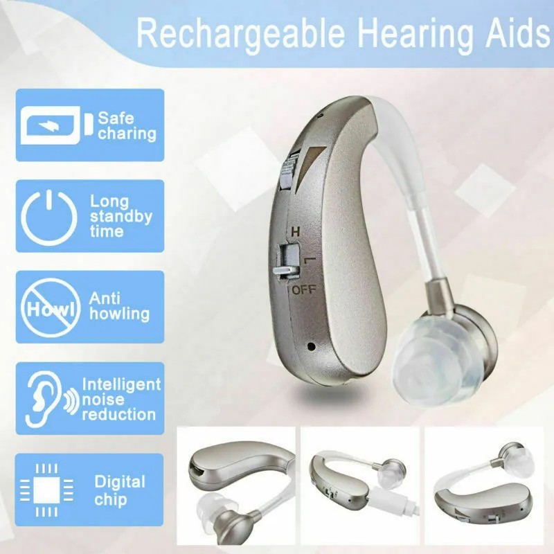 Rechargeable Digital Hearing Aids Assistance Severe Loss BTE Ear Aids HIGH-POWER