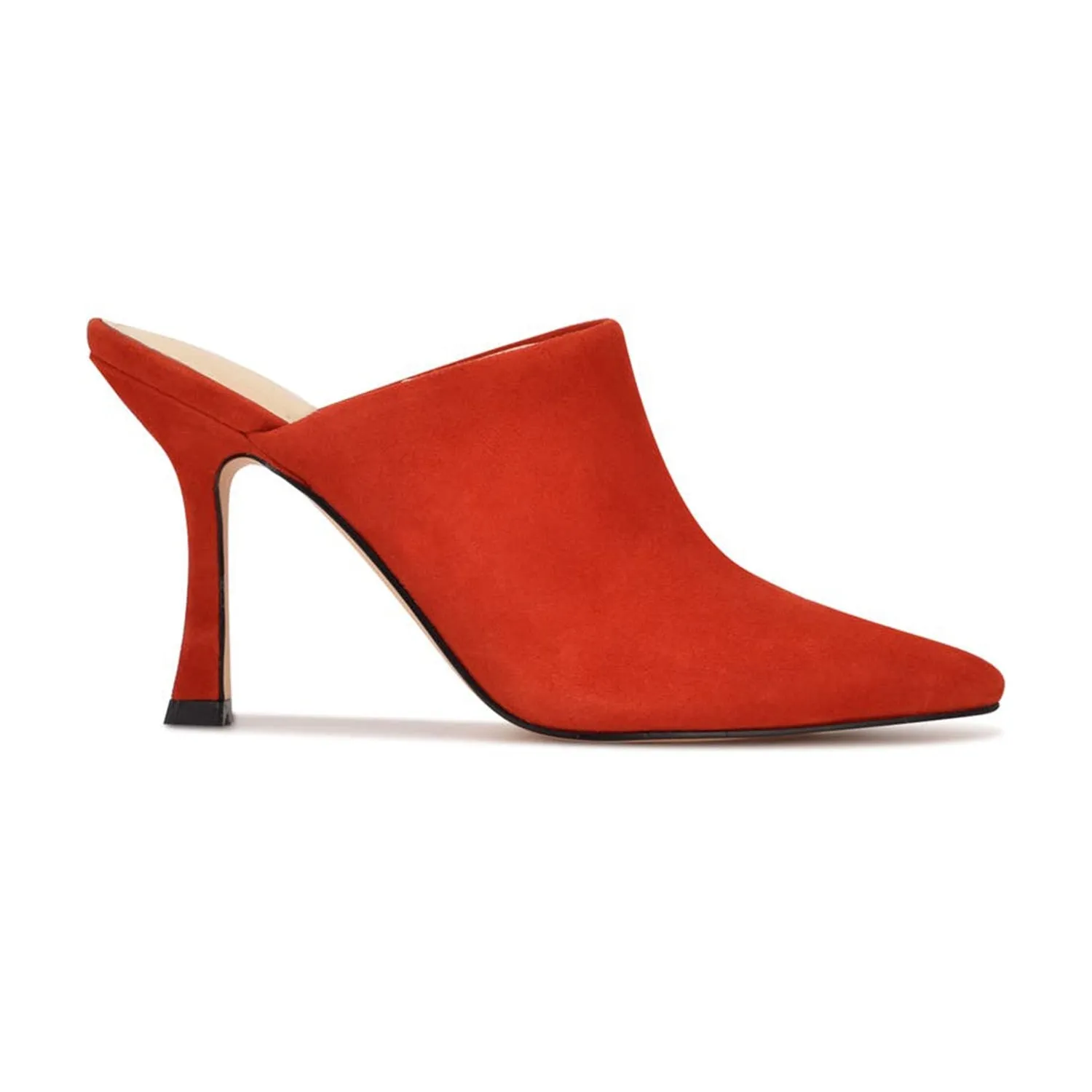 RED POINTED TOE WOMEN MULES HIGH THIN HEELS SLIPPERS SUMMER CASUAL DRESS OFFICE LADIES OUTSIDE SHOES LARGE SIZE 41 42 FOWT