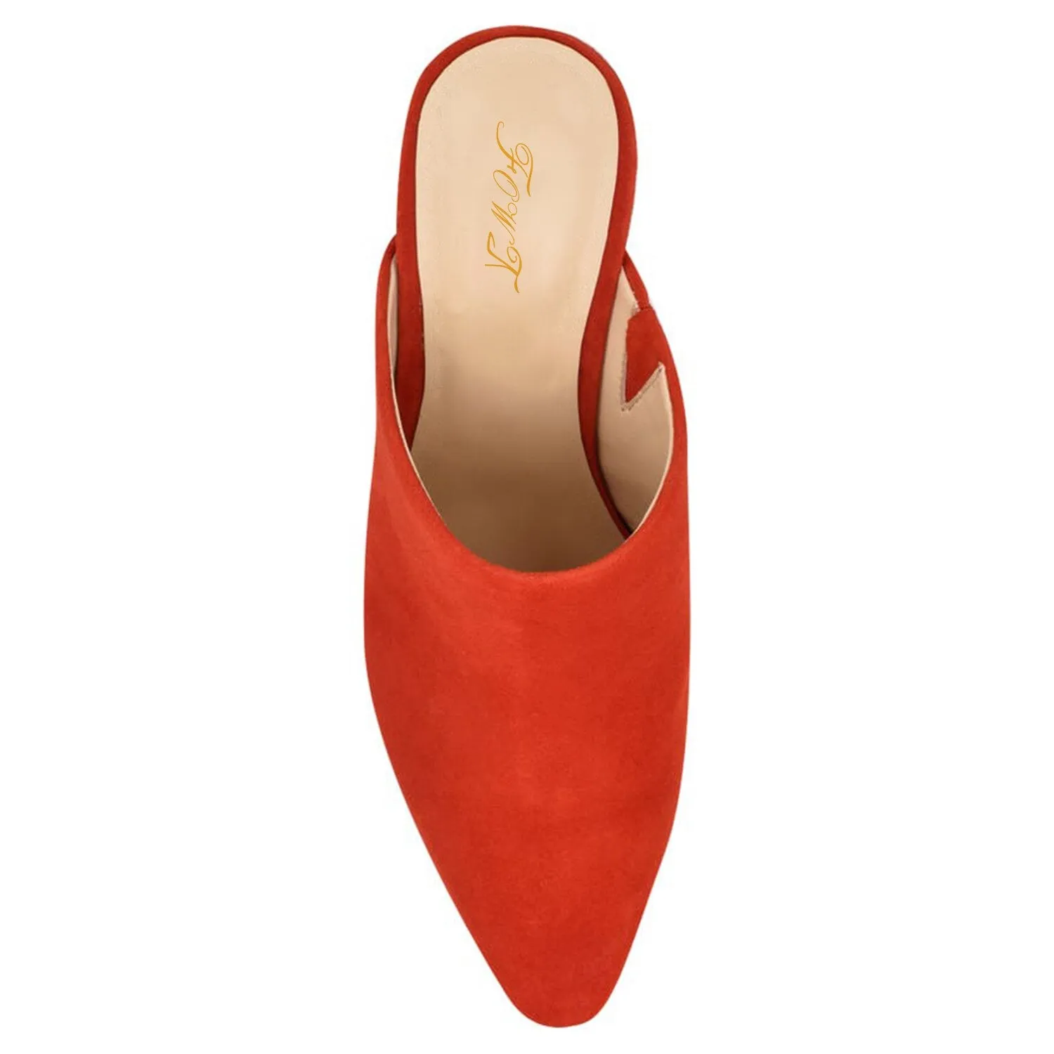 RED POINTED TOE WOMEN MULES HIGH THIN HEELS SLIPPERS SUMMER CASUAL DRESS OFFICE LADIES OUTSIDE SHOES LARGE SIZE 41 42 FOWT